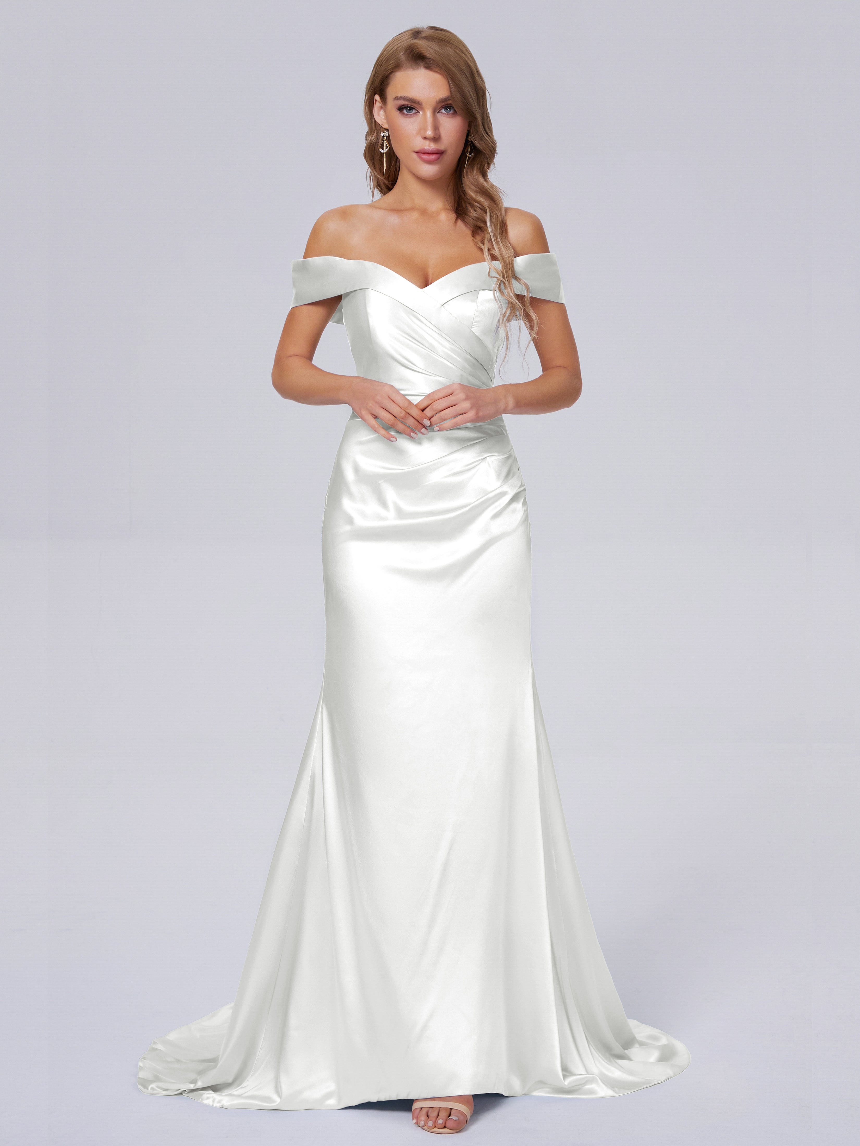 Juliette Off the Shoulder Hourglass Soft Satin Bridesmaid Dresses