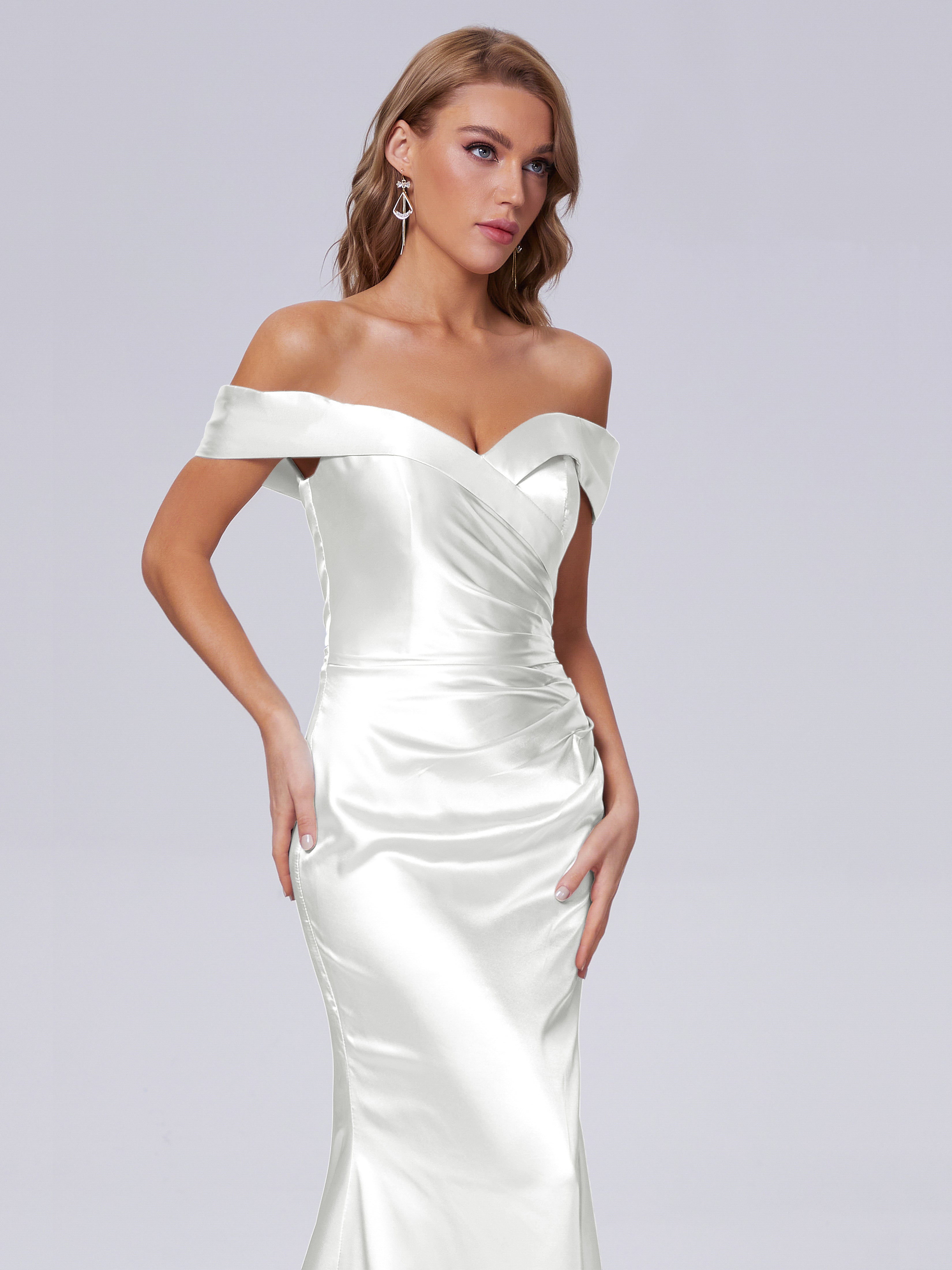 Juliette Off the Shoulder Hourglass Soft Satin Bridesmaid Dresses