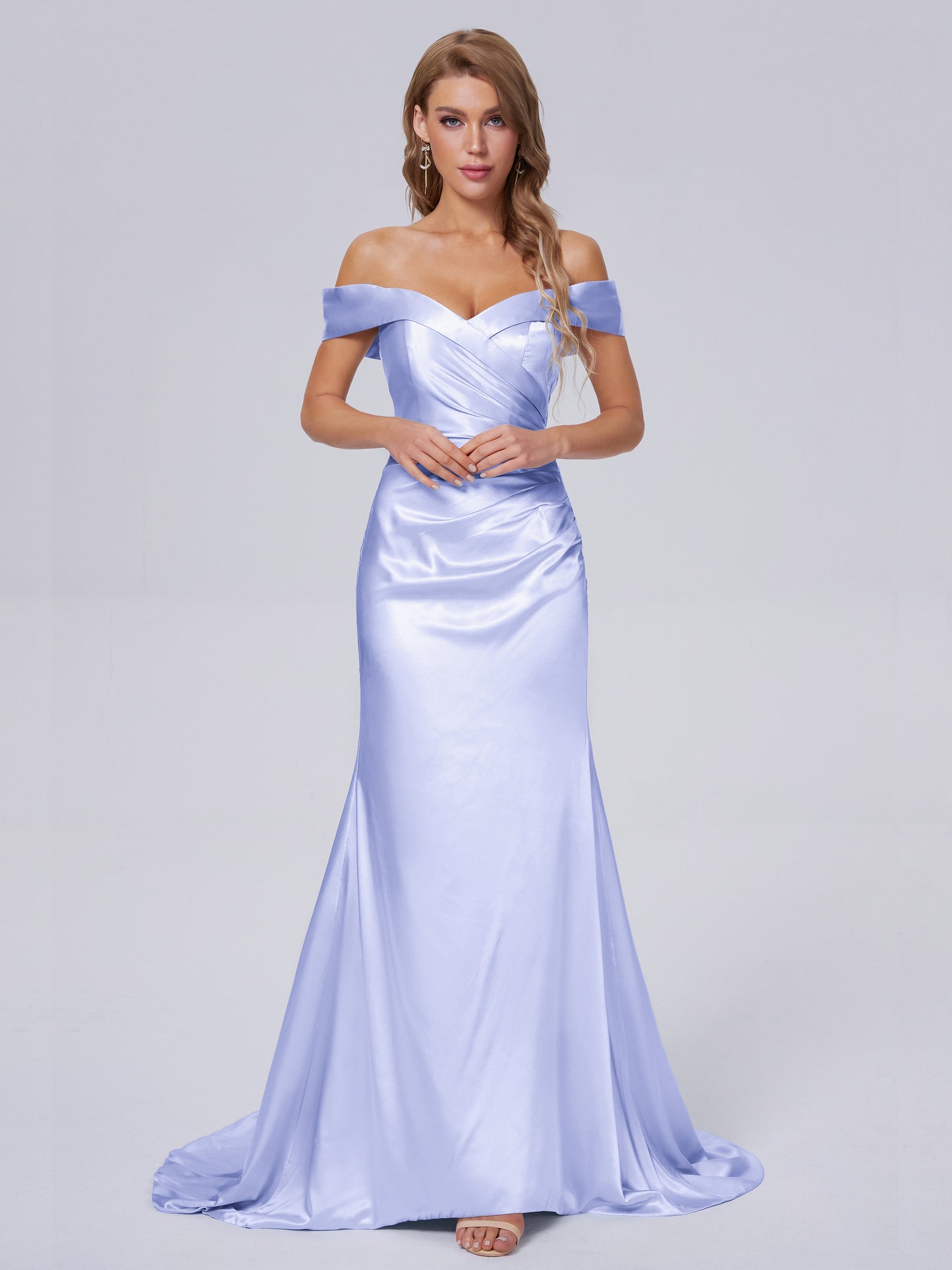 Juliette Off the Shoulder Hourglass Soft Satin Bridesmaid Dresses