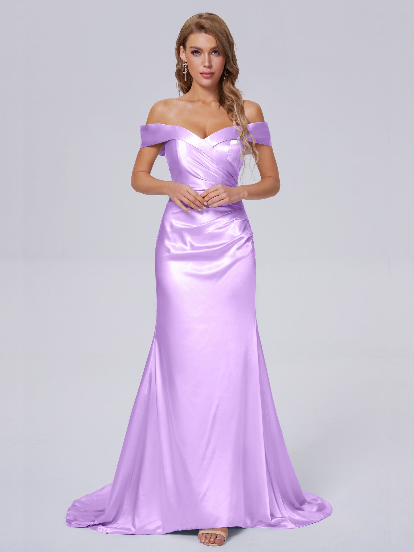 Juliette Off the Shoulder Hourglass Soft Satin Bridesmaid Dresses