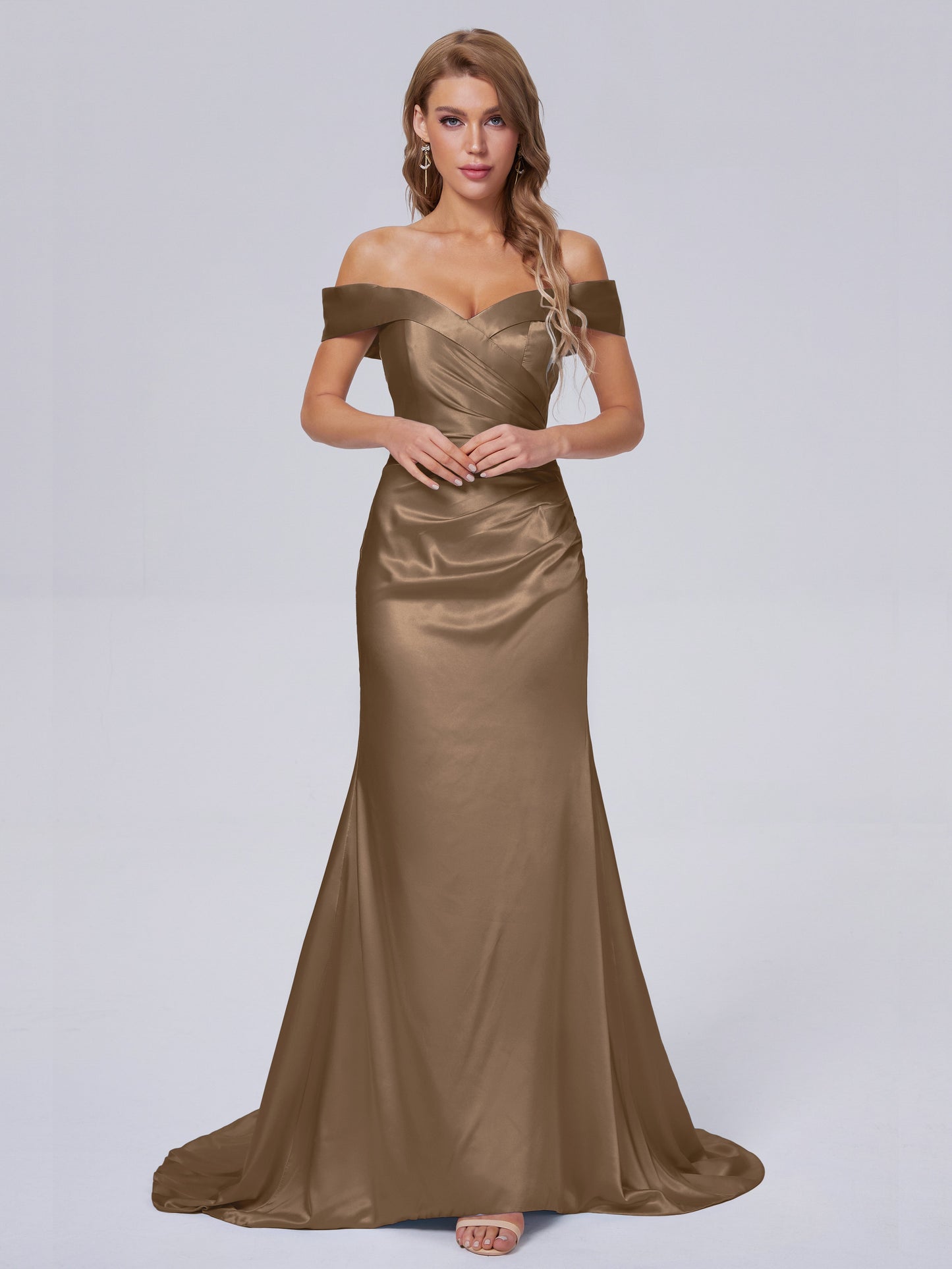 Juliette Off the Shoulder Hourglass Soft Satin Bridesmaid Dresses