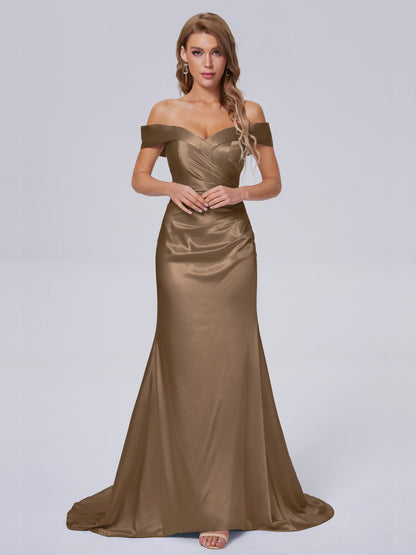 Juliette Off the Shoulder Hourglass Soft Satin Bridesmaid Dresses