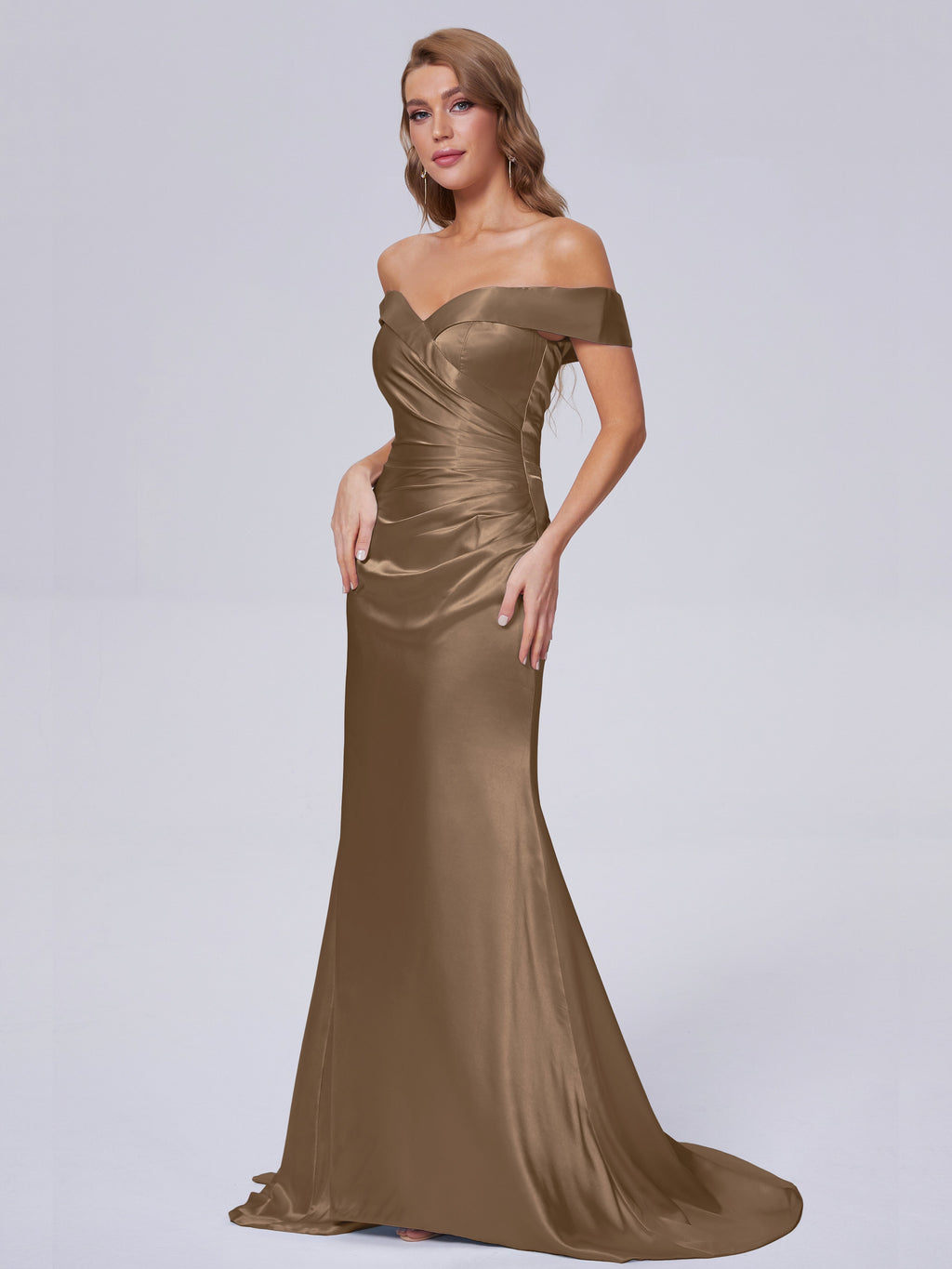 Juliette Off the Shoulder Hourglass Soft Satin Bridesmaid Dresses