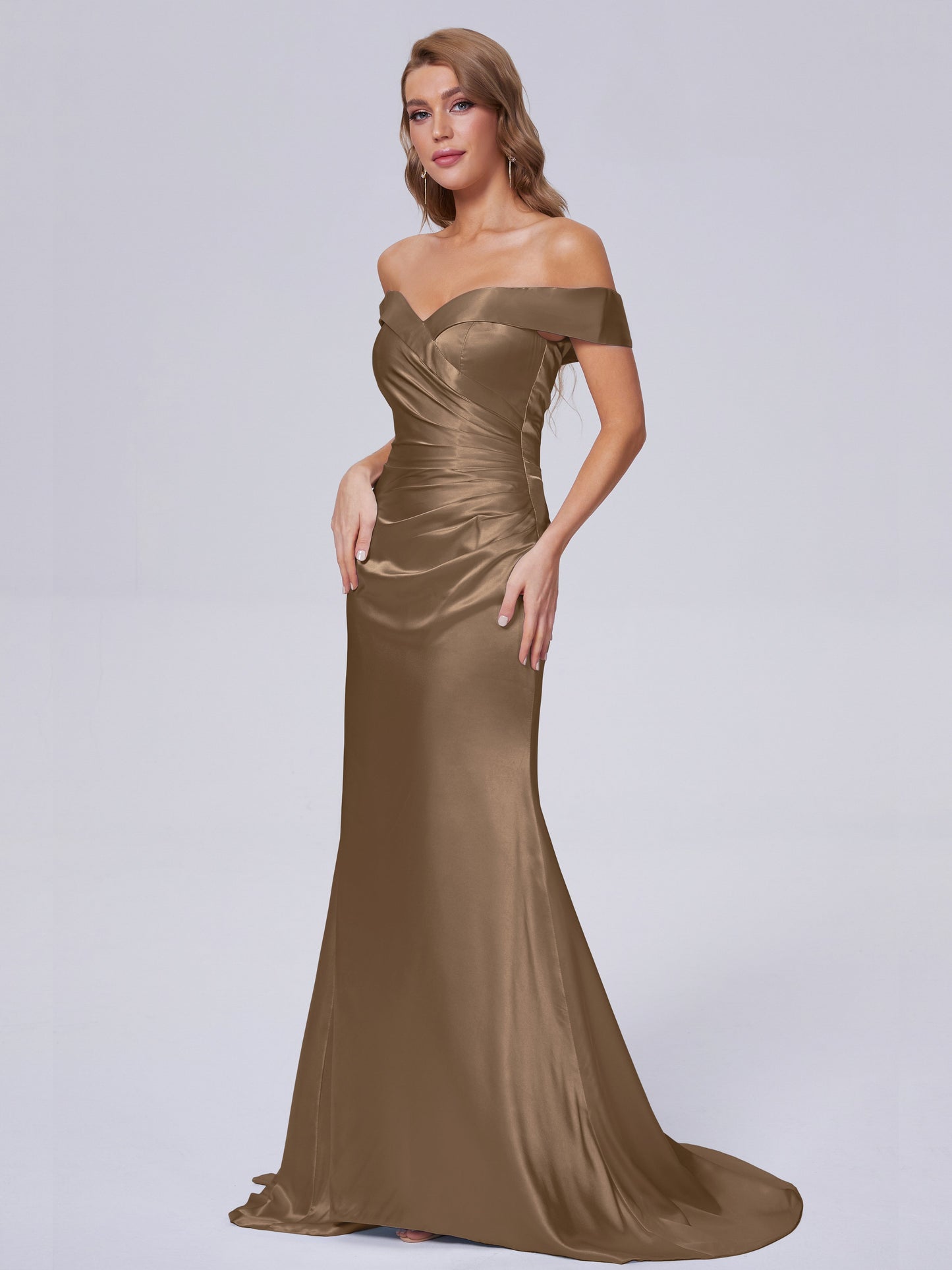 Juliette Off the Shoulder Hourglass Soft Satin Bridesmaid Dresses