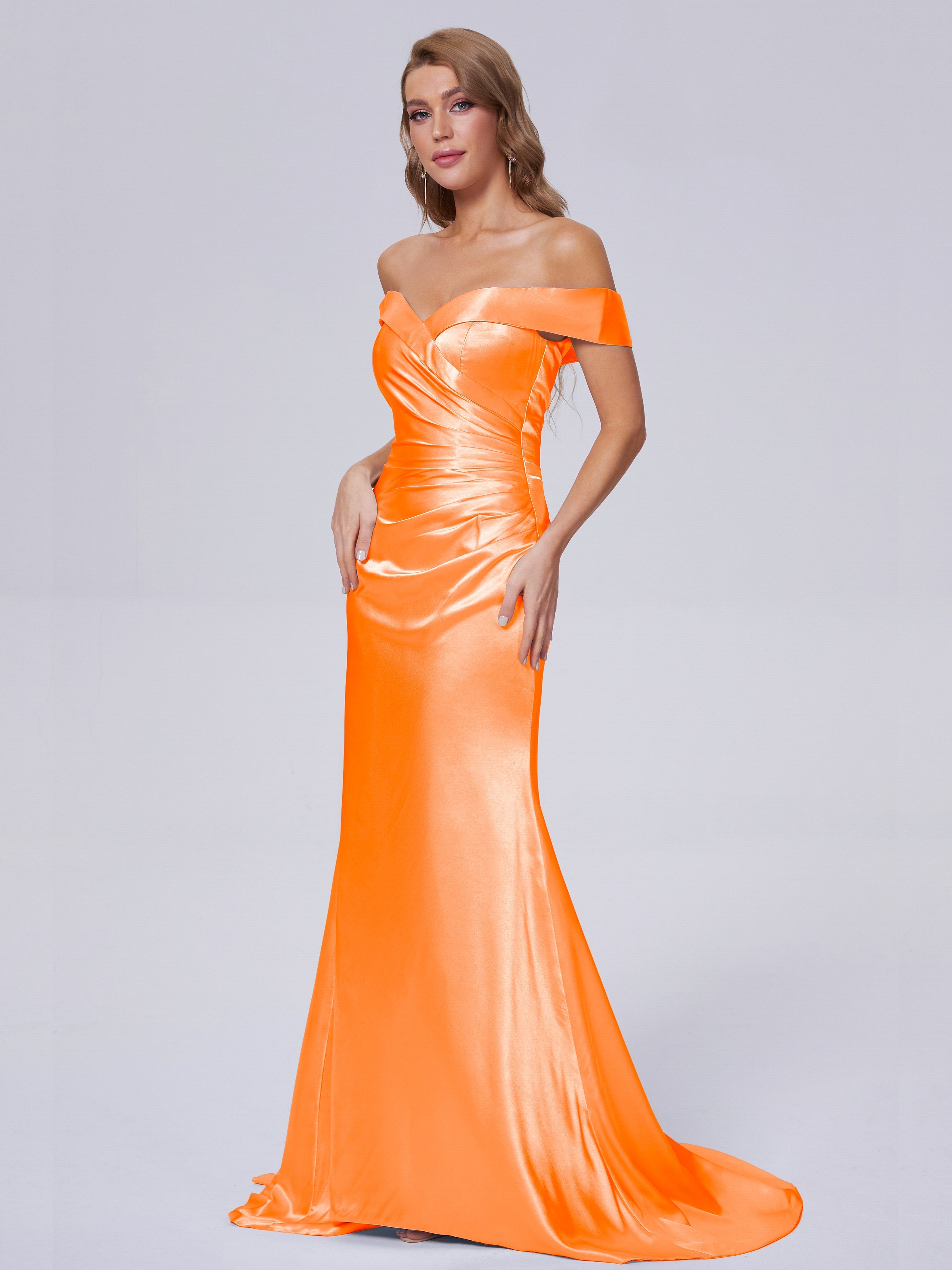 Juliette Off the Shoulder Hourglass Soft Satin Bridesmaid Dresses