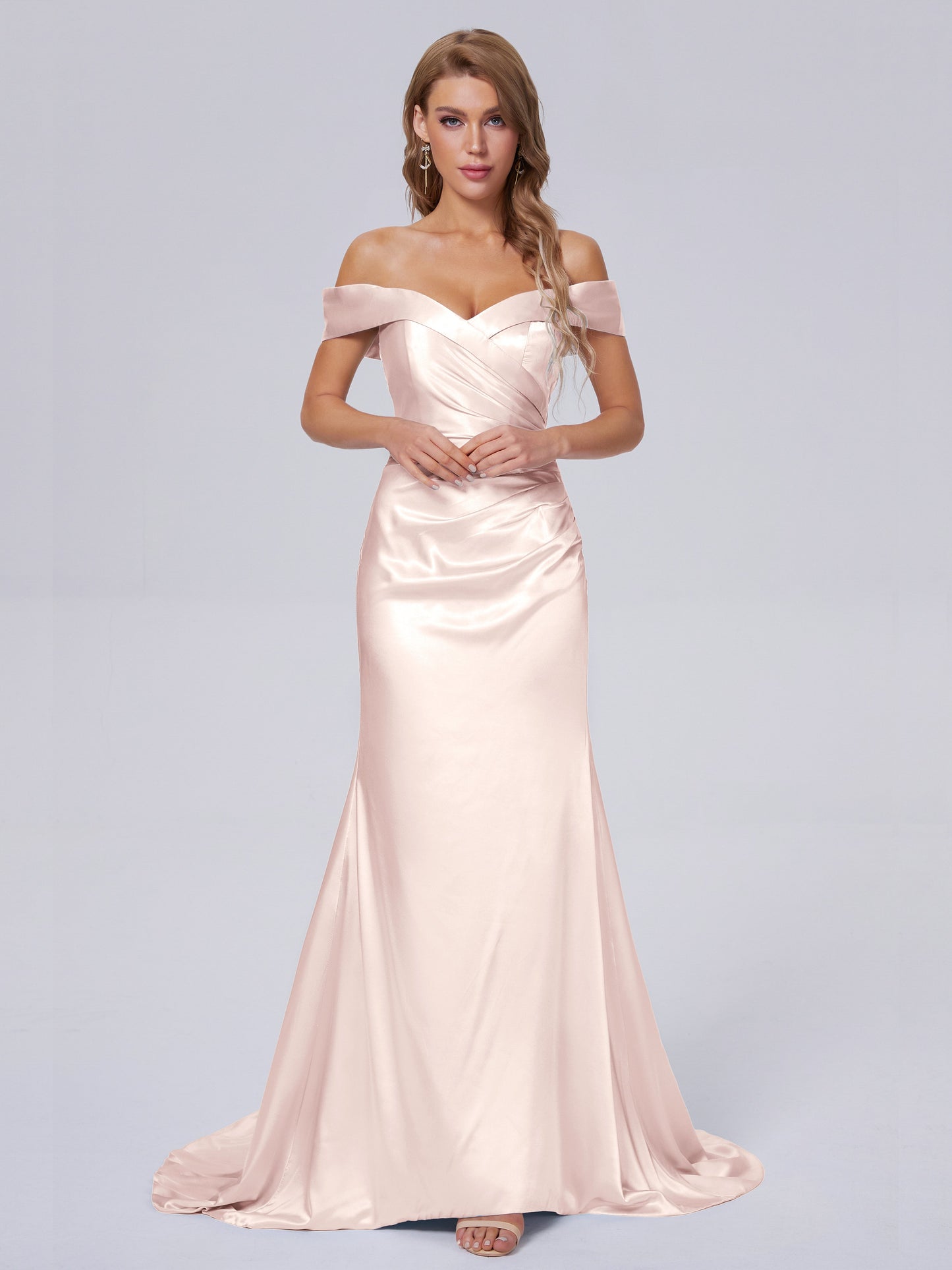 Juliette Off the Shoulder Hourglass Soft Satin Bridesmaid Dresses