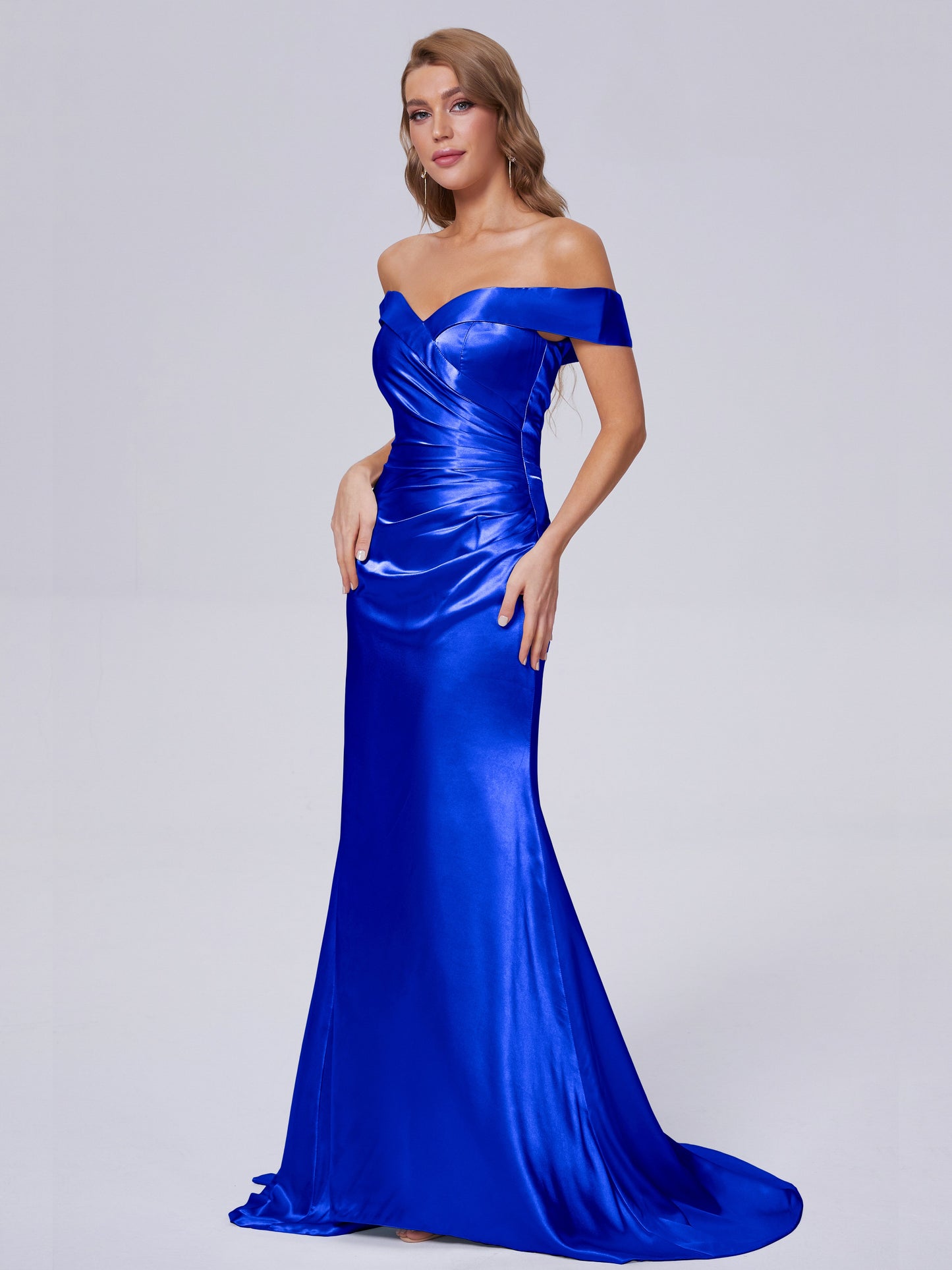 Juliette Off the Shoulder Hourglass Soft Satin Bridesmaid Dresses