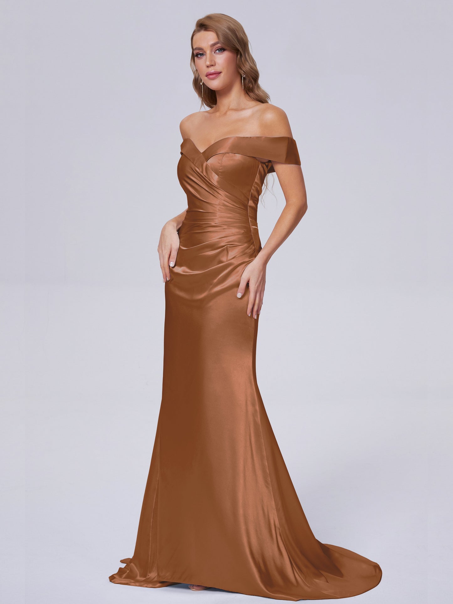 Juliette Off the Shoulder Hourglass Soft Satin Bridesmaid Dresses