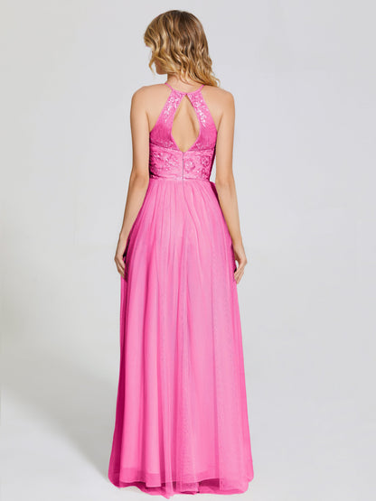 Destiny Lace Halter Tulle Bridesmaid Dress