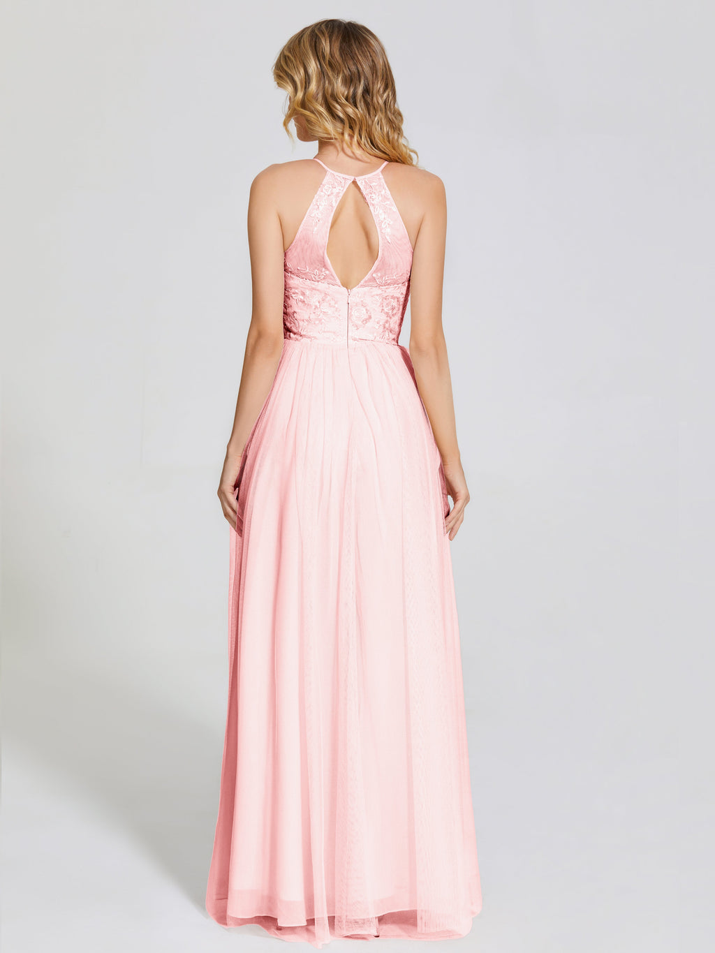 Destiny Lace Halter Tulle Bridesmaid Dress