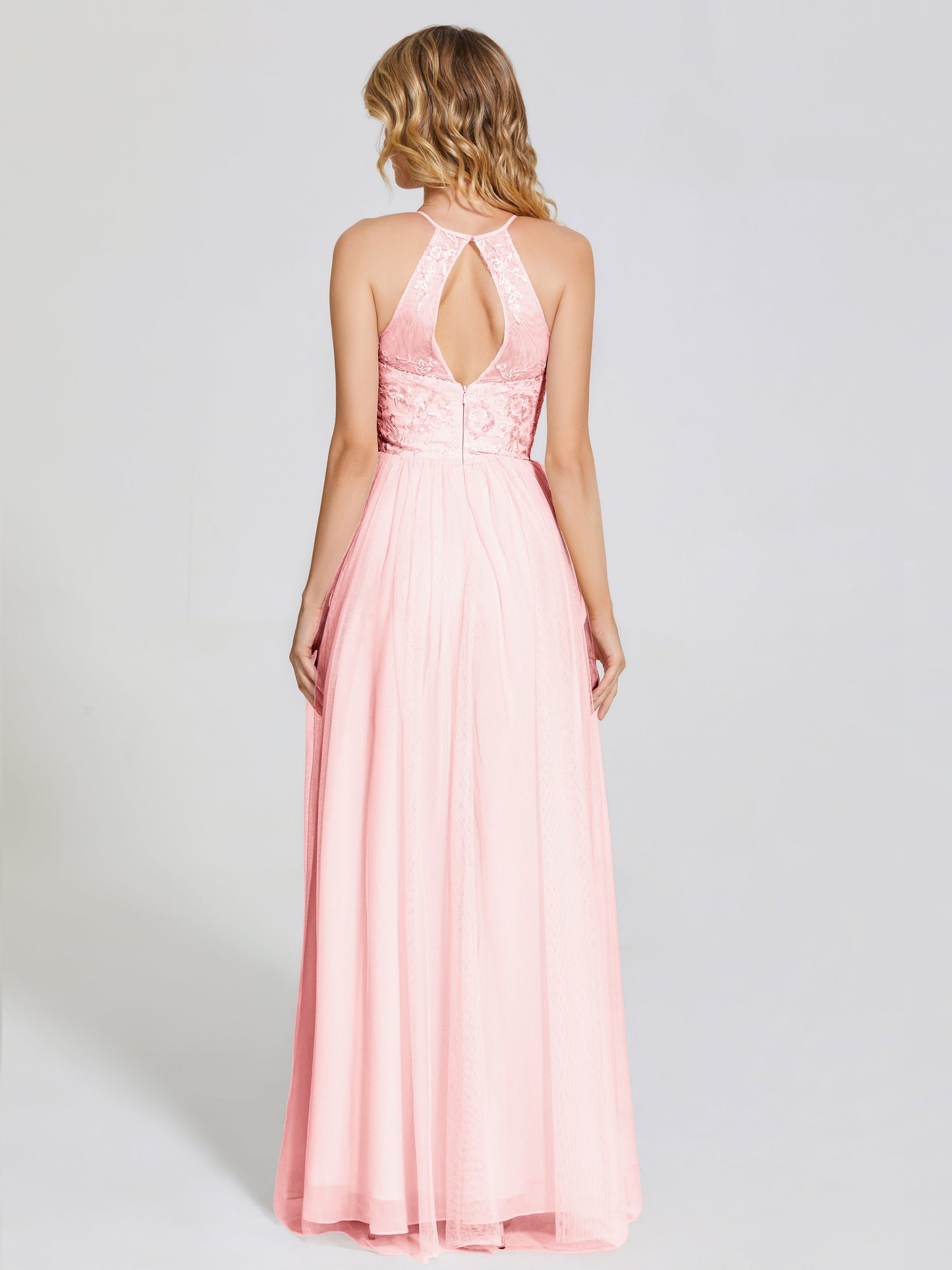 Destiny Lace Halter Tulle Bridesmaid Dress