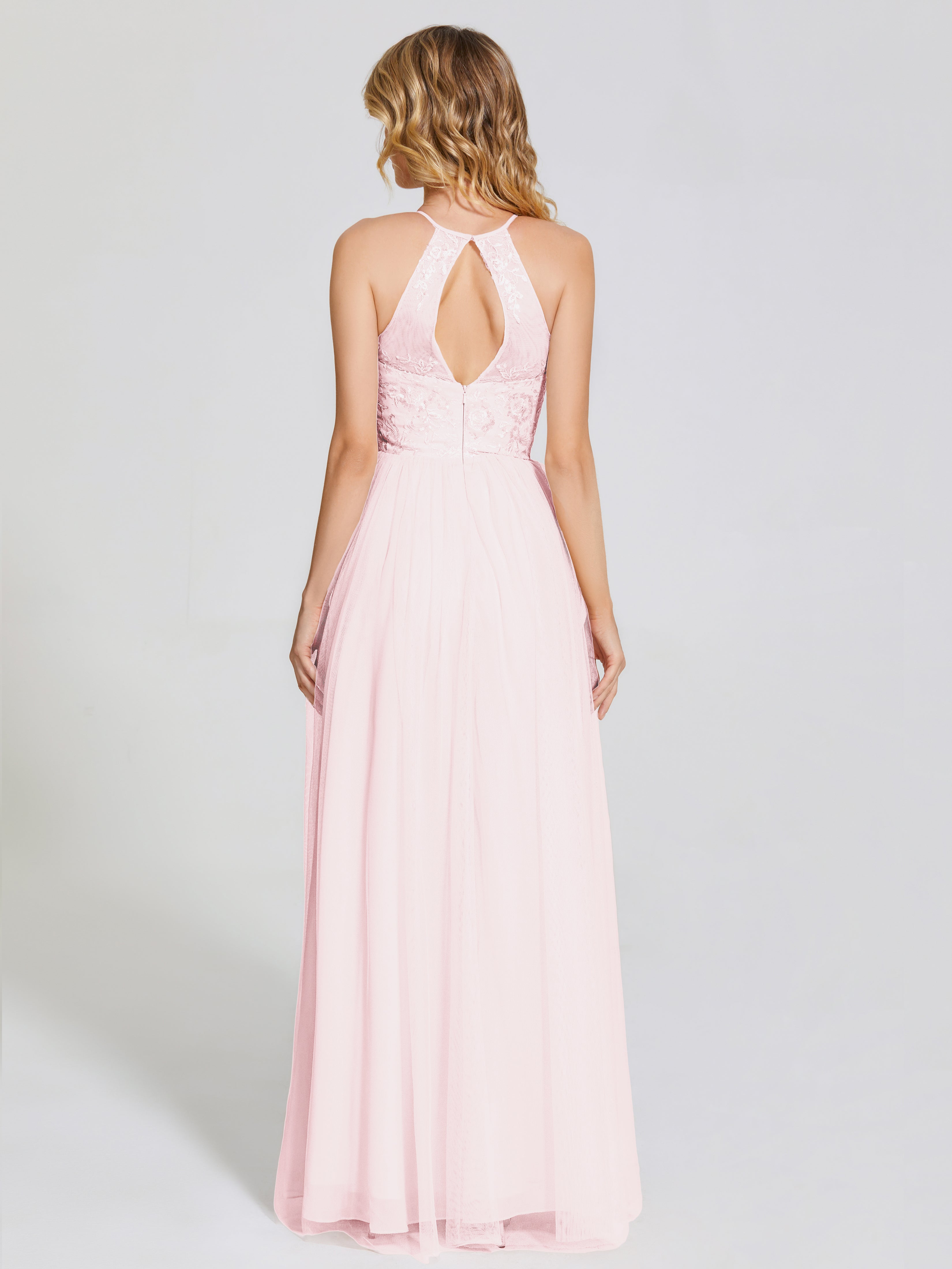 Destiny Lace Halter Tulle Bridesmaid Dress