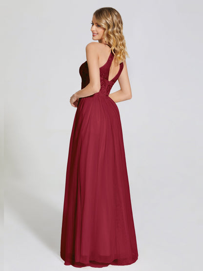 Destiny Lace Halter Tulle Bridesmaid Dress