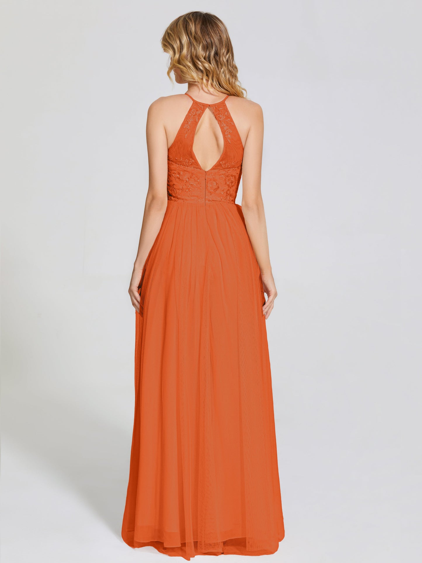 Destiny Lace Halter Tulle Bridesmaid Dress