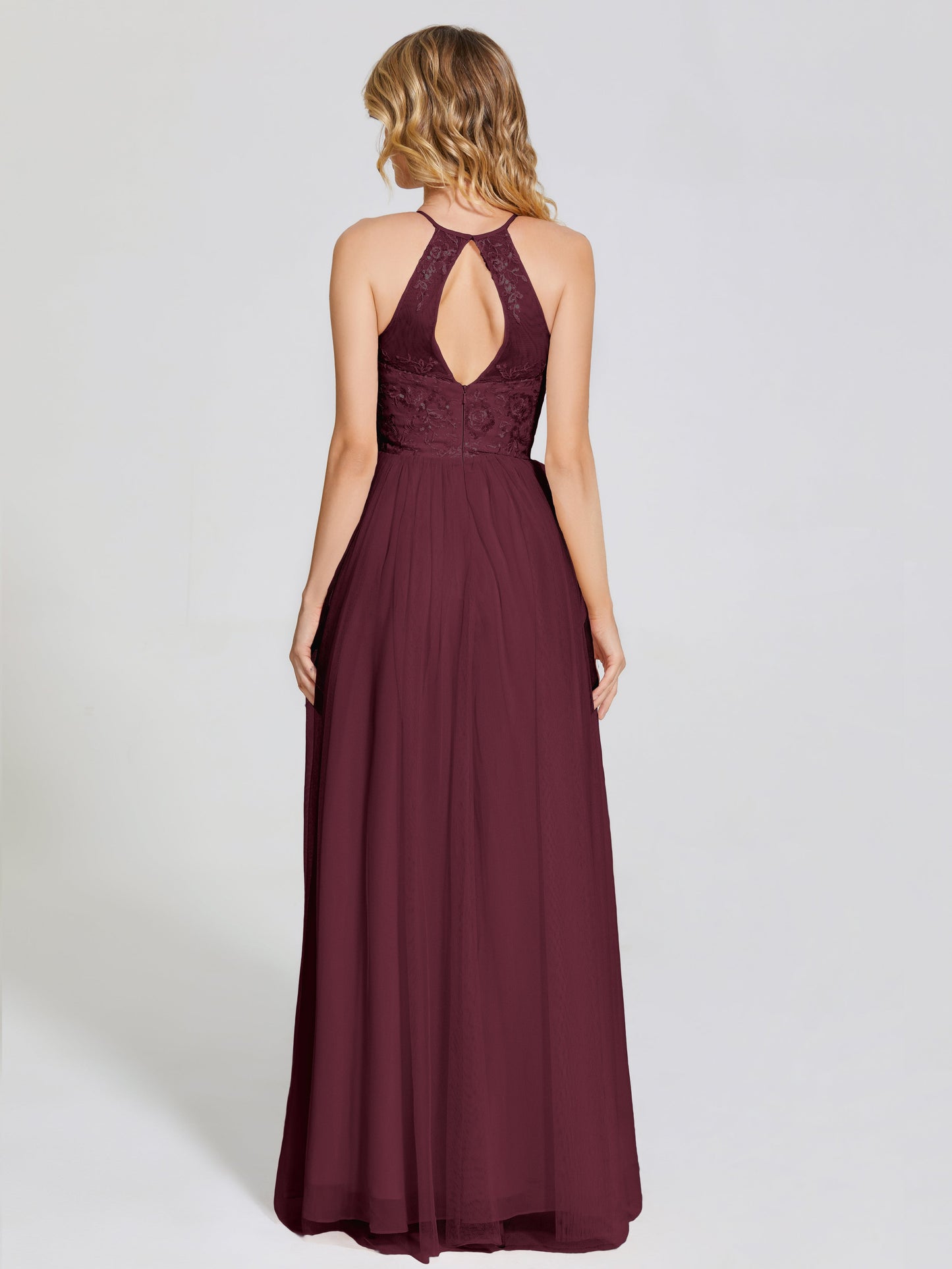 Destiny Lace Halter Tulle Bridesmaid Dress