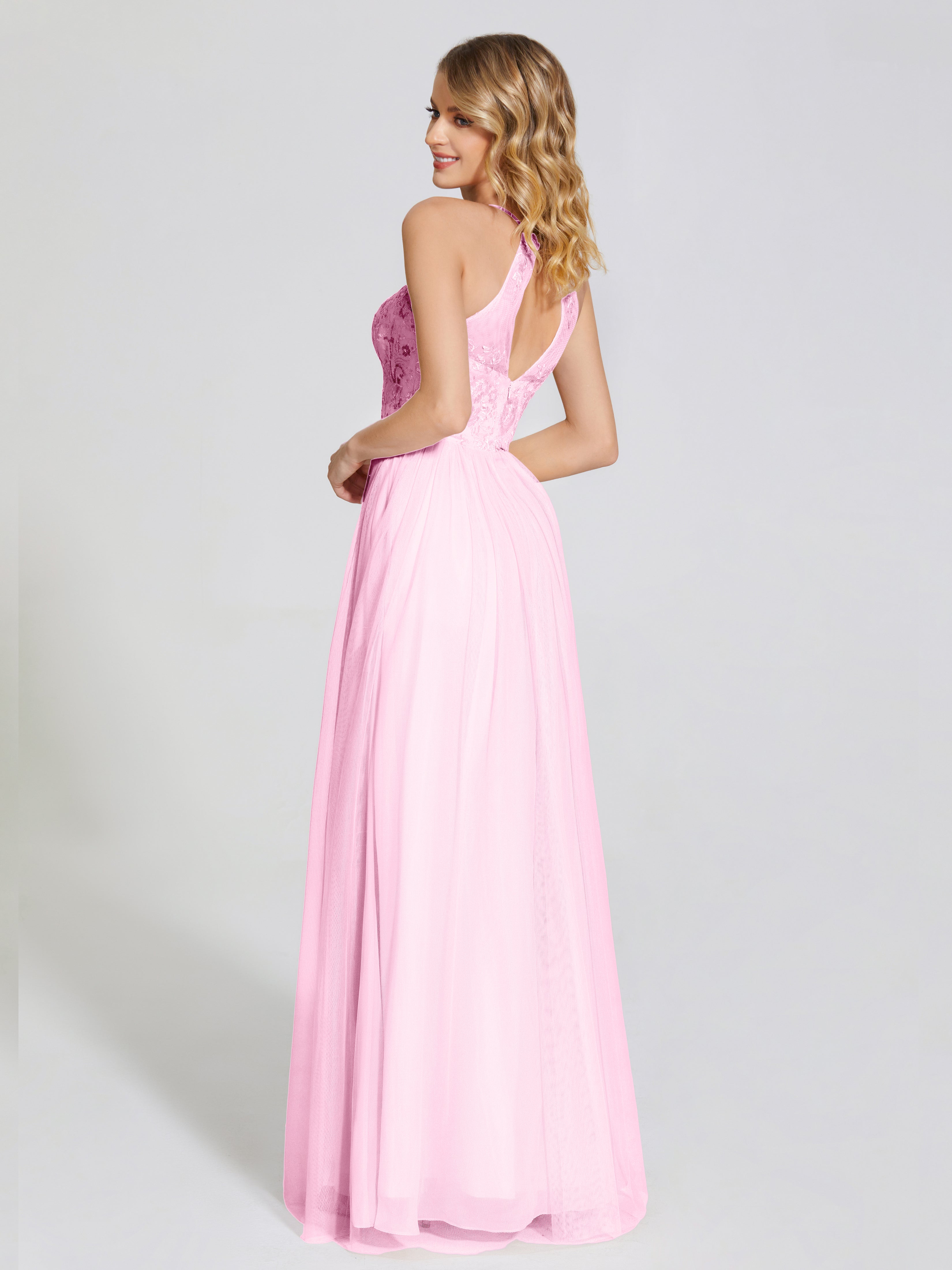 Destiny Lace Halter Tulle Bridesmaid Dress