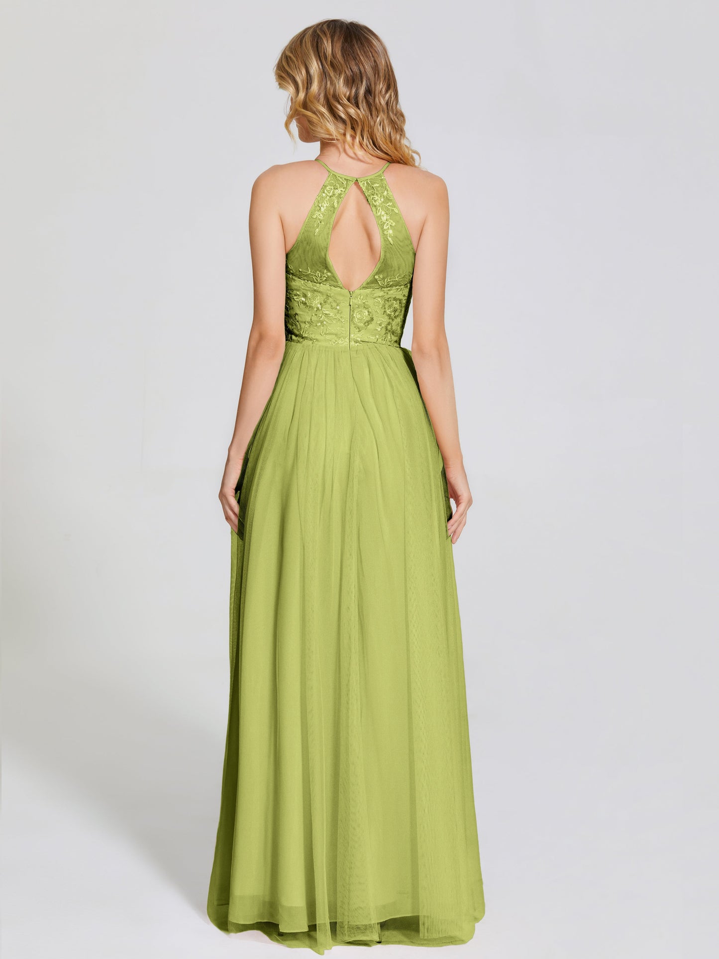 Destiny Lace Halter Tulle Bridesmaid Dress