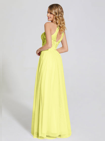 Destiny Lace Halter Tulle Bridesmaid Dress