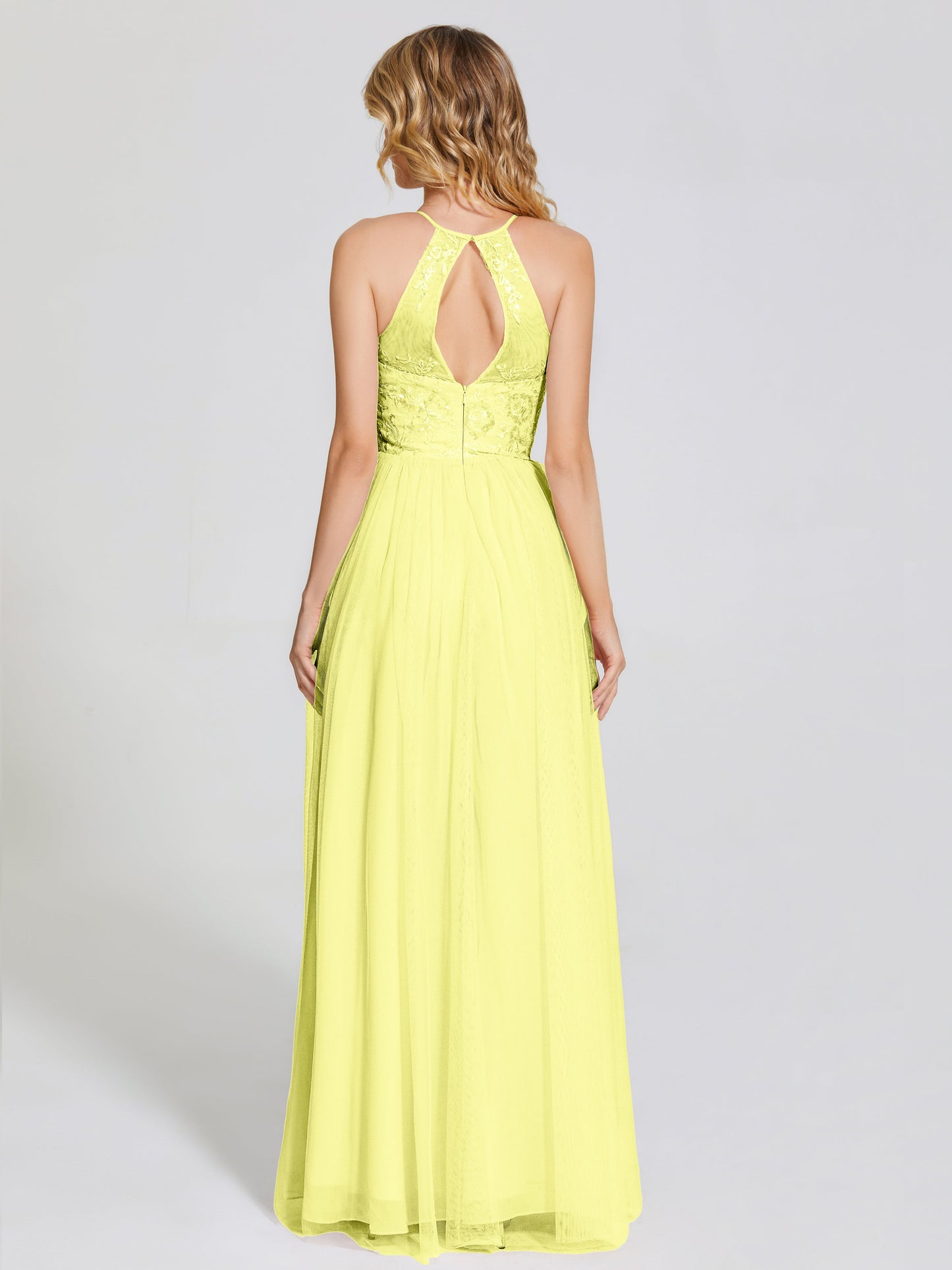 Destiny Lace Halter Tulle Bridesmaid Dress
