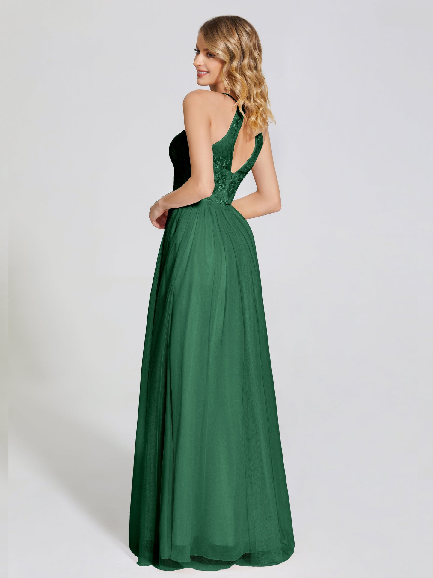 Destiny Lace Halter Tulle Bridesmaid Dress