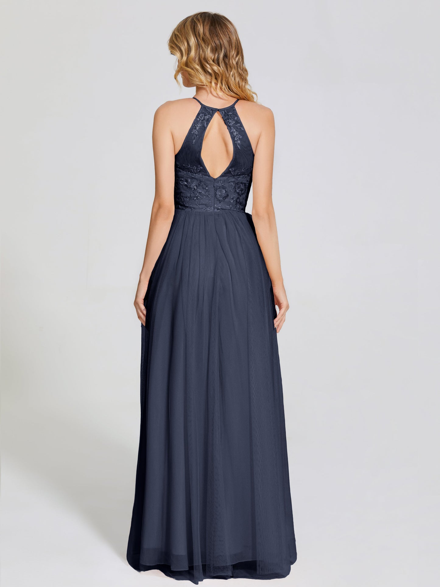 Destiny Lace Halter Tulle Bridesmaid Dress
