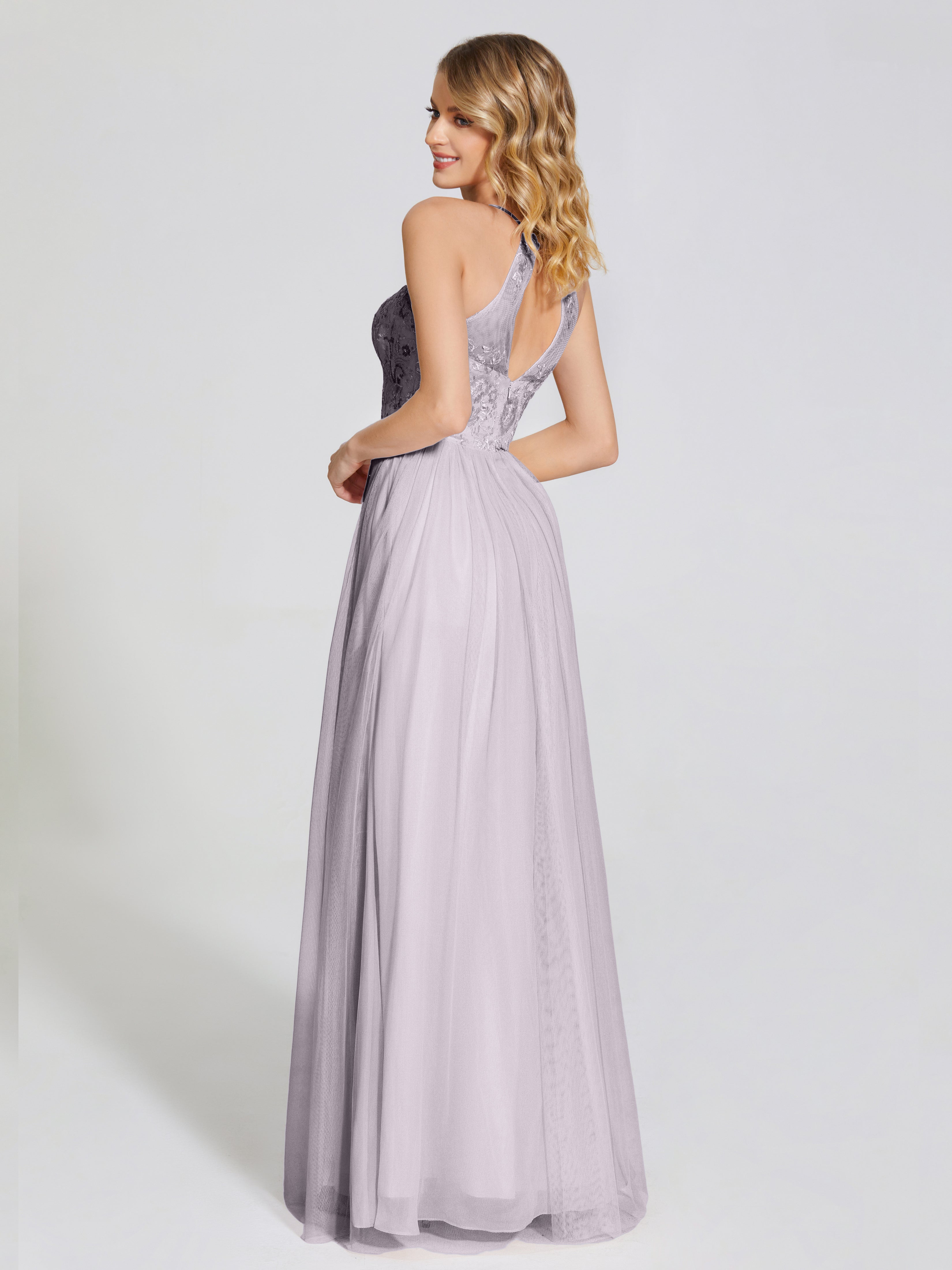 Destiny Lace Halter Tulle Bridesmaid Dress