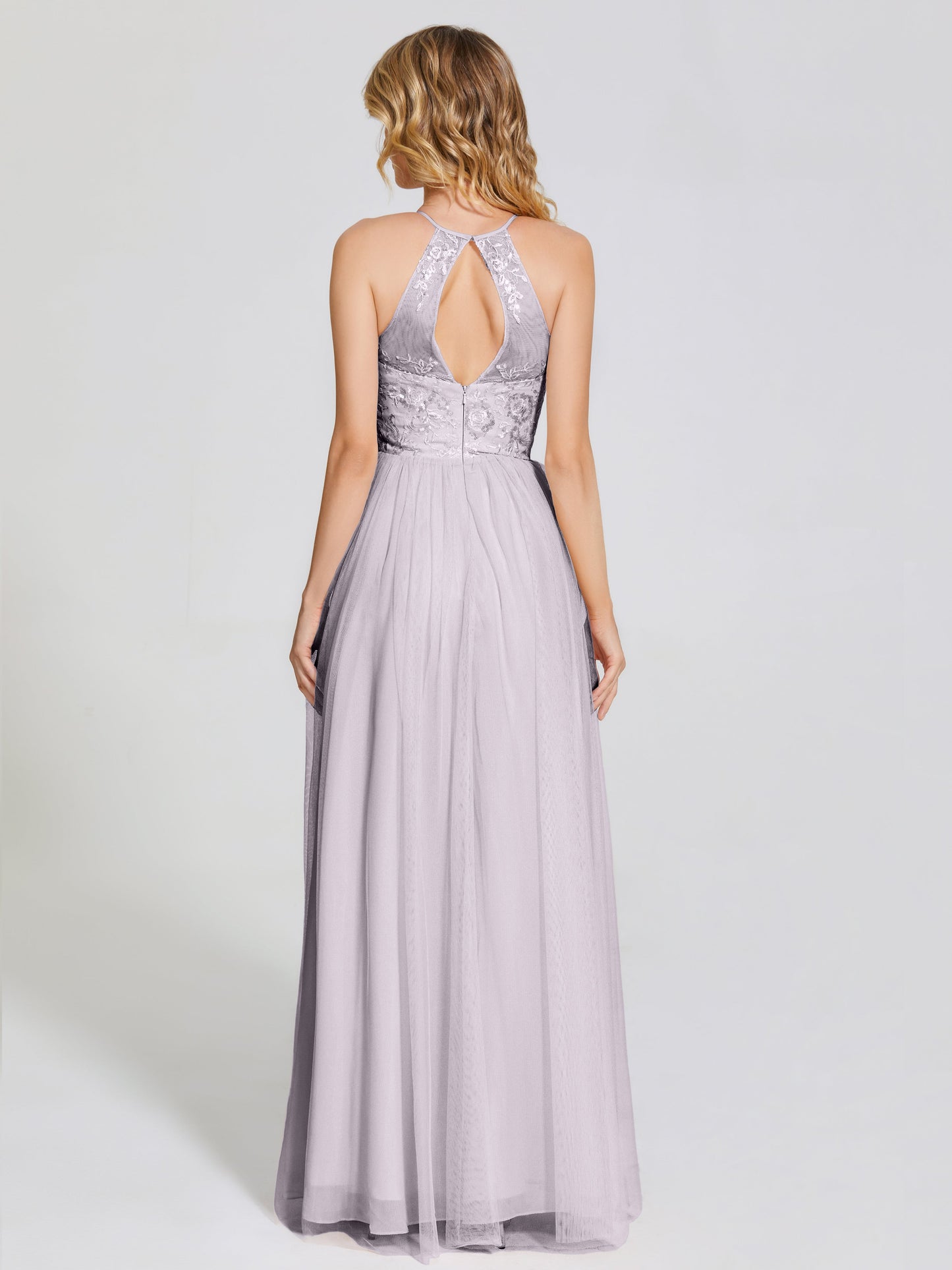 Destiny Lace Halter Tulle Bridesmaid Dress