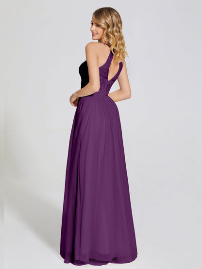 Destiny Lace Halter Tulle Bridesmaid Dress