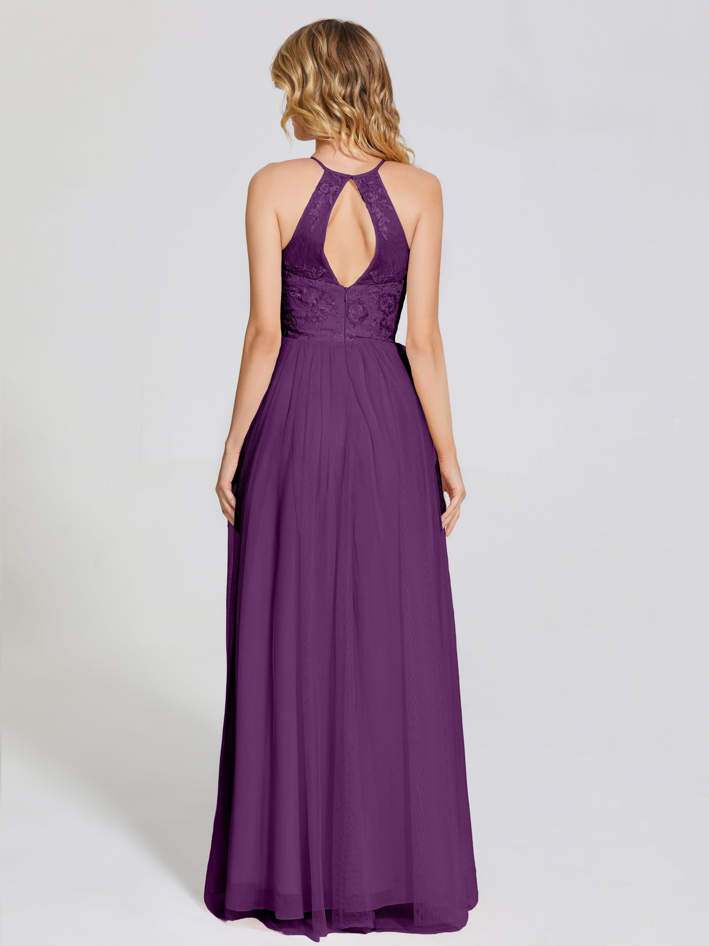 Destiny Lace Halter Tulle Bridesmaid Dress