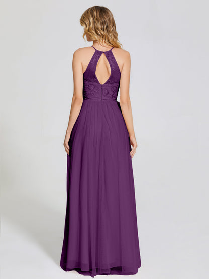 Destiny Lace Halter Tulle Bridesmaid Dress