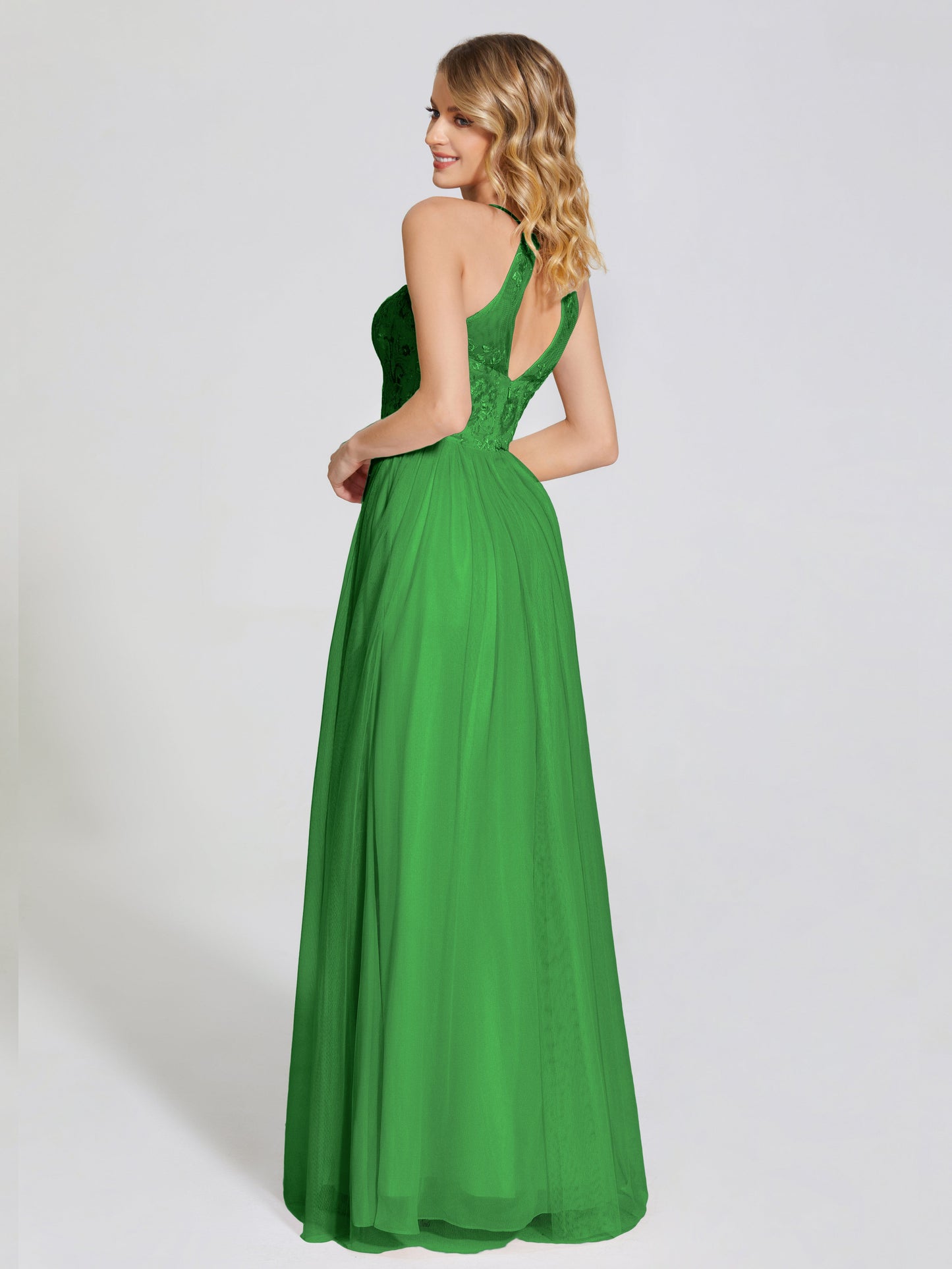 Destiny Lace Halter Tulle Bridesmaid Dress