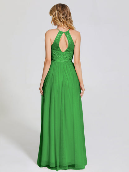 Destiny Lace Halter Tulle Bridesmaid Dress