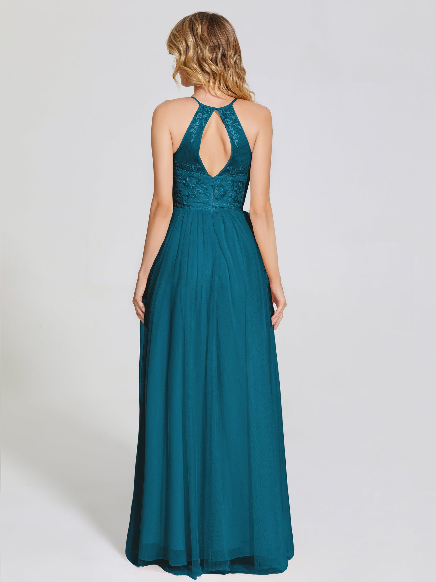 Destiny Lace Halter Tulle Bridesmaid Dress