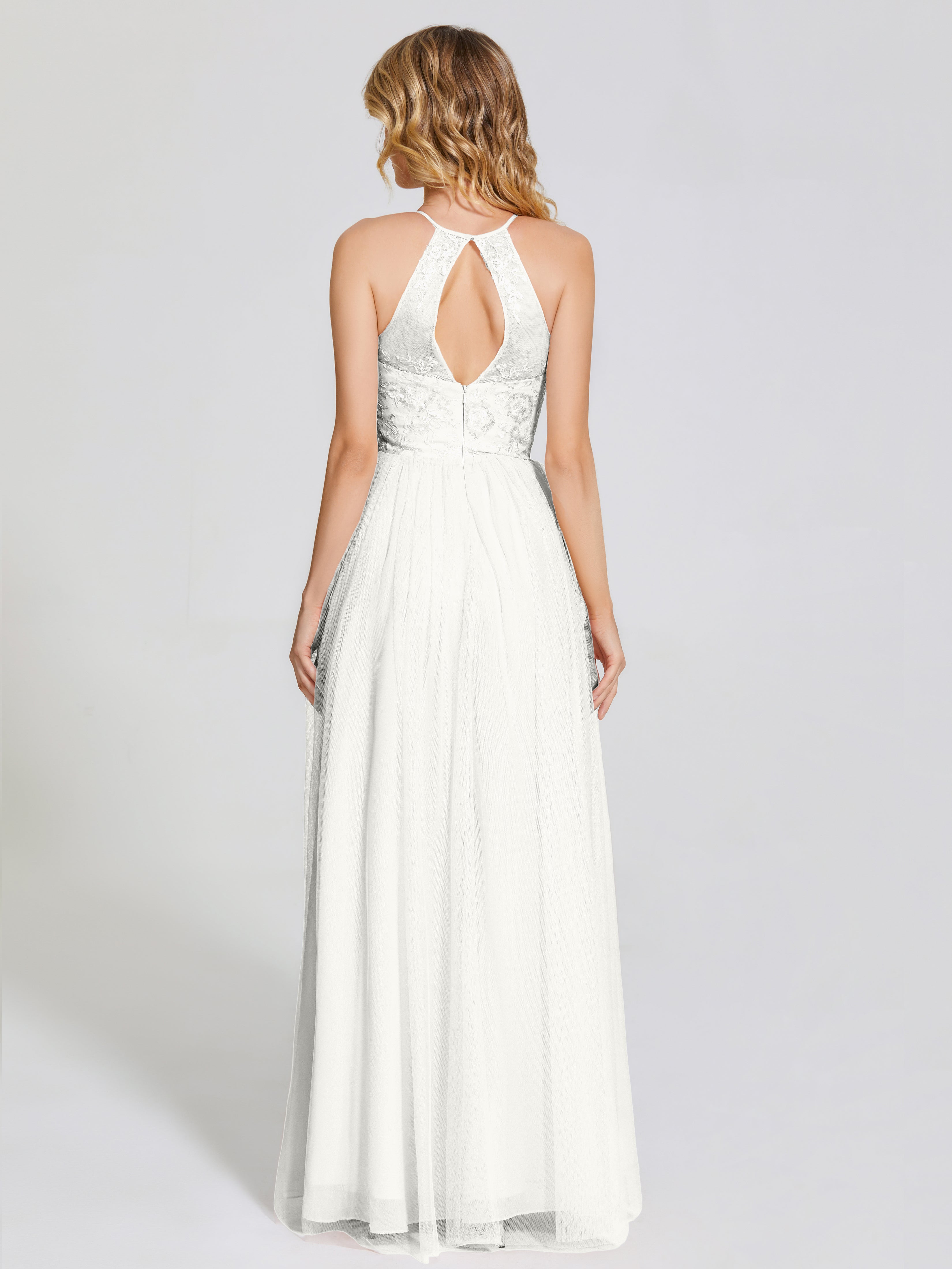 Destiny Lace Halter Tulle Bridesmaid Dress