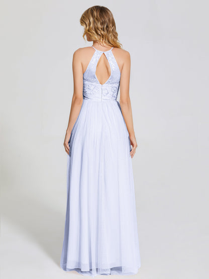 Destiny Lace Halter Tulle Bridesmaid Dress