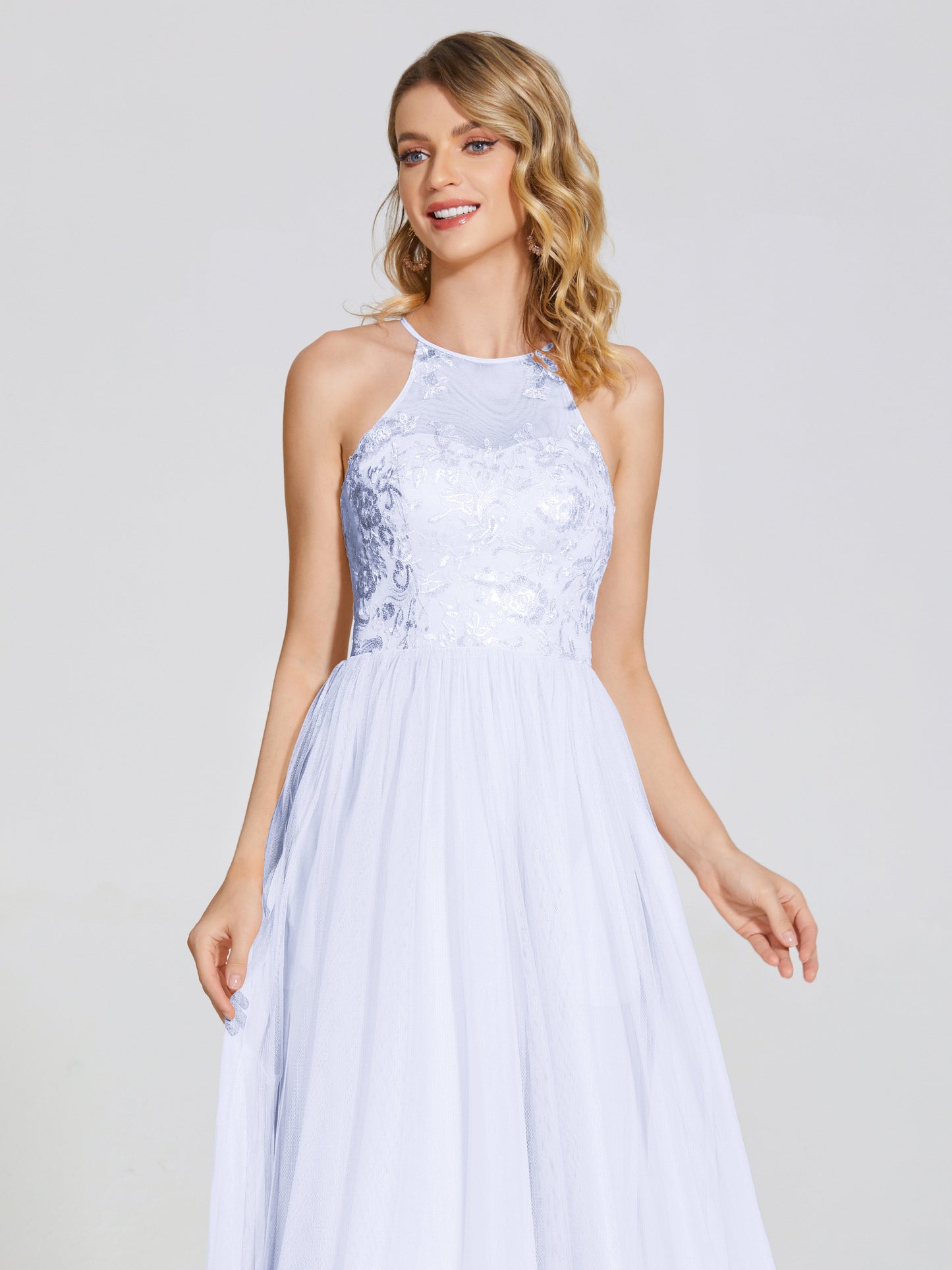 Destiny Lace Halter Tulle Bridesmaid Dress