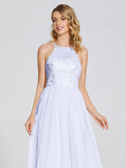 Destiny Lace Halter Tulle Bridesmaid Dress