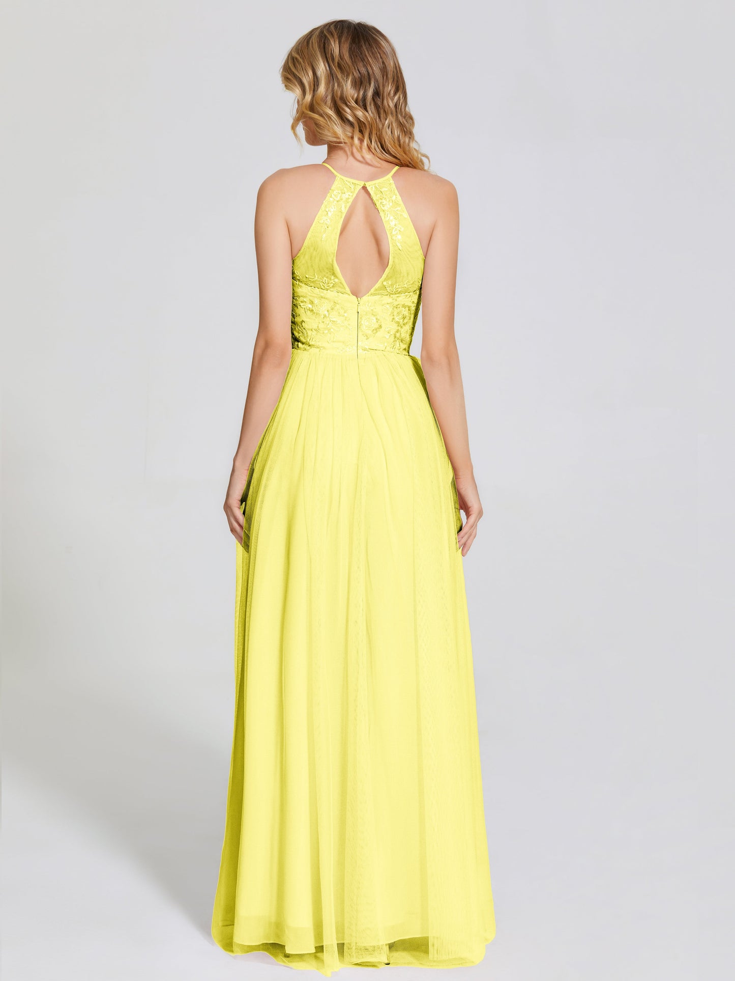 Destiny Lace Halter Tulle Bridesmaid Dress