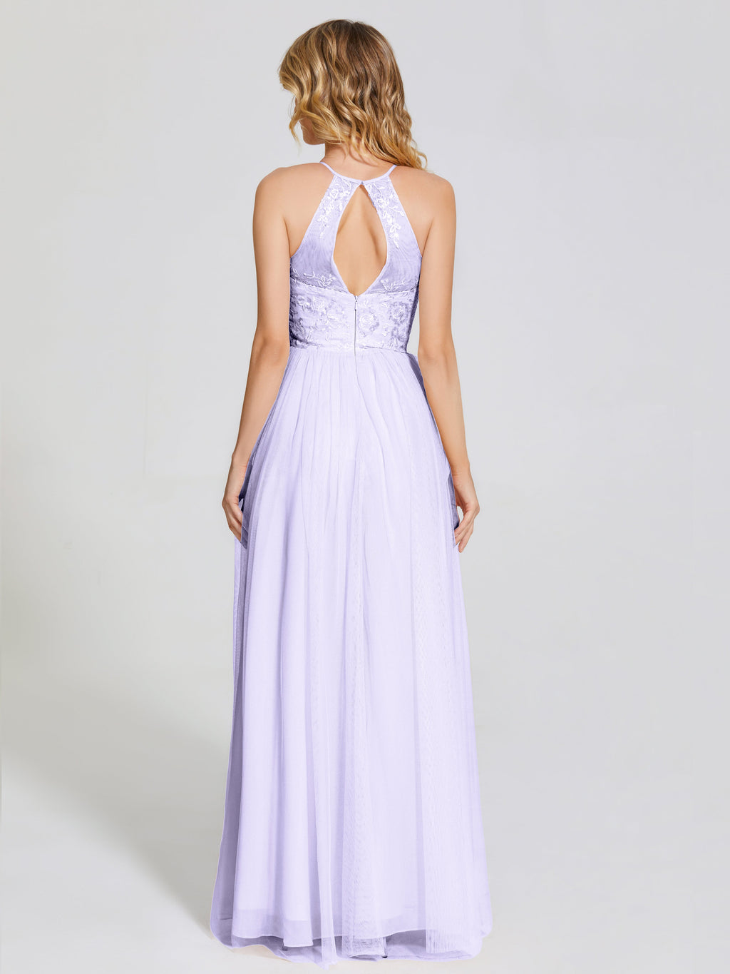 Destiny Lace Halter Tulle Bridesmaid Dress
