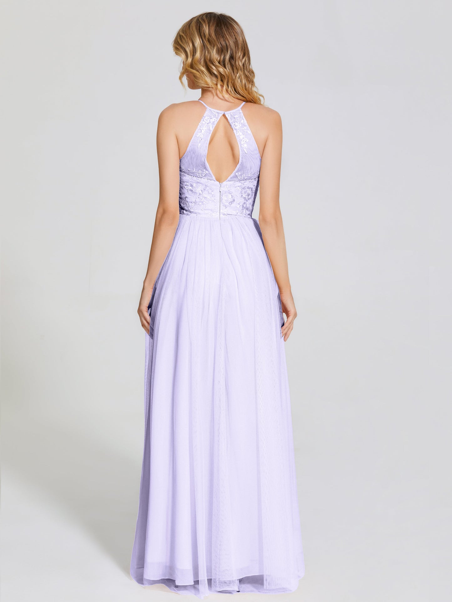 Destiny Lace Halter Tulle Bridesmaid Dress