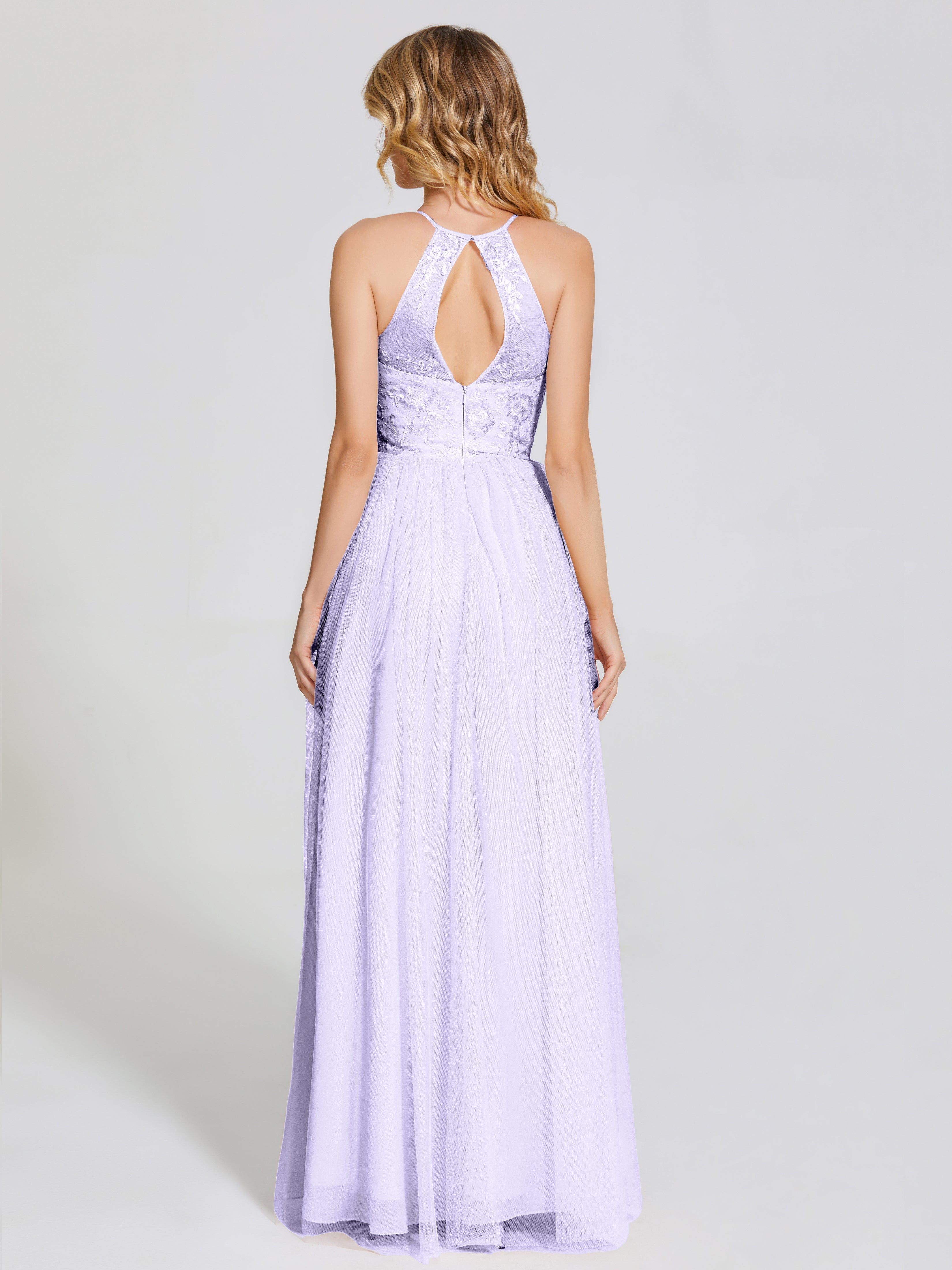 Destiny Lace Halter Tulle Bridesmaid Dress