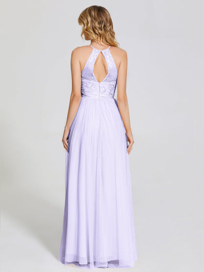 Destiny Lace Halter Tulle Bridesmaid Dress