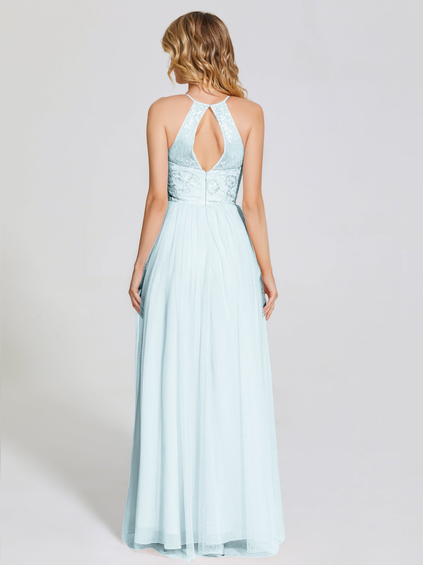 Destiny Lace Halter Tulle Bridesmaid Dress
