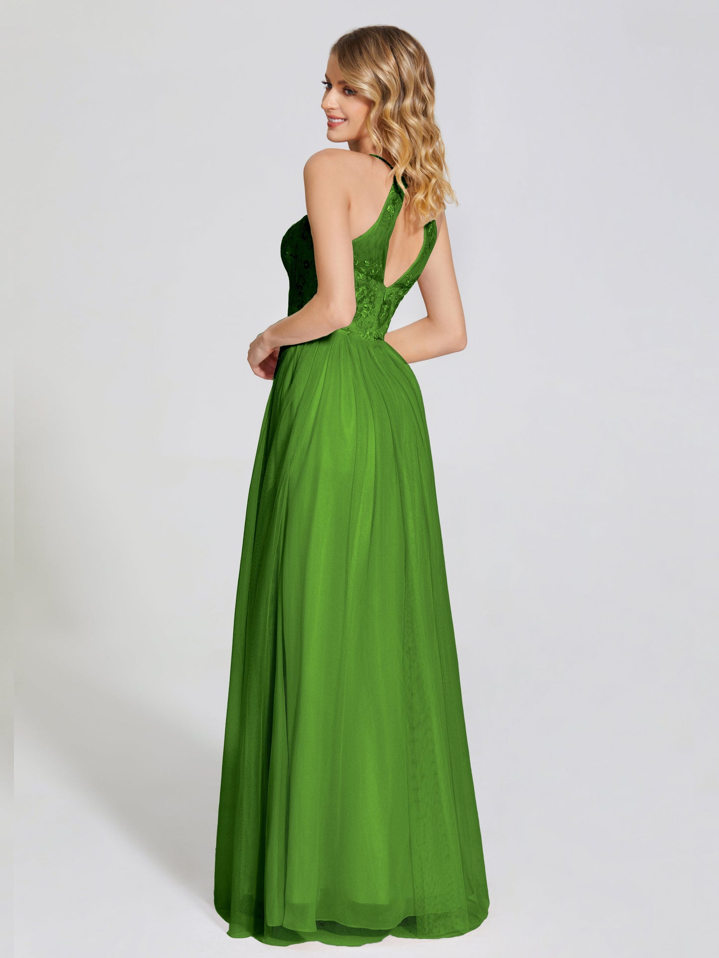 Destiny Lace Halter Tulle Bridesmaid Dress
