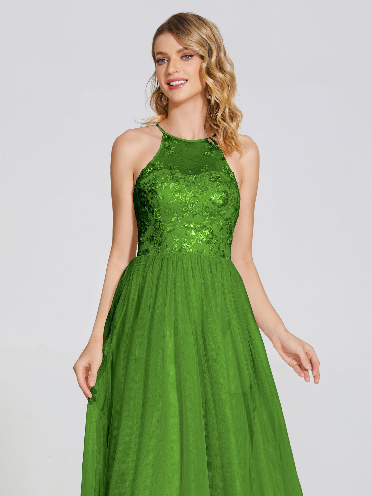 Destiny Lace Halter Tulle Bridesmaid Dress