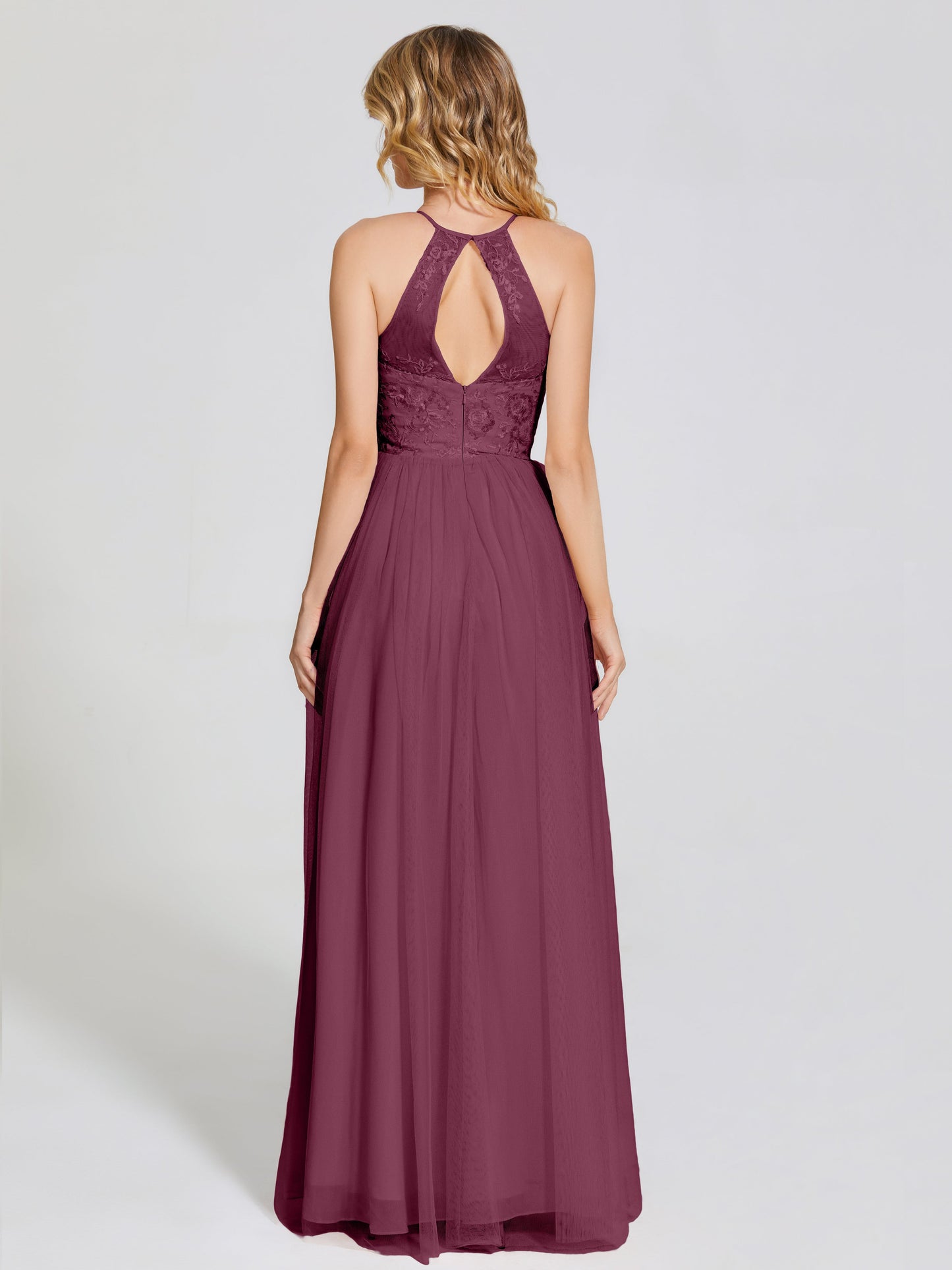 Destiny Lace Halter Tulle Bridesmaid Dress