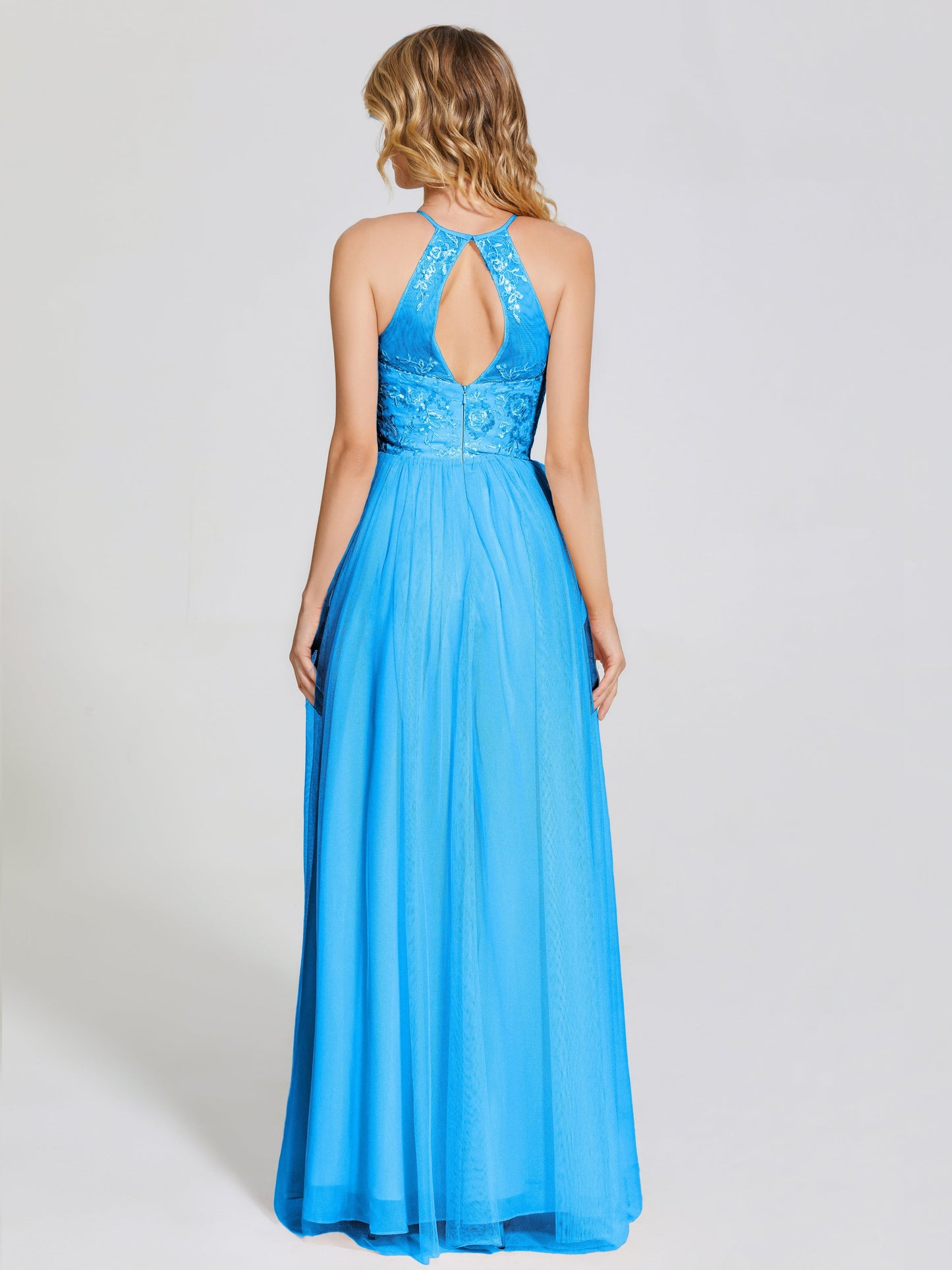Destiny Lace Halter Tulle Bridesmaid Dress