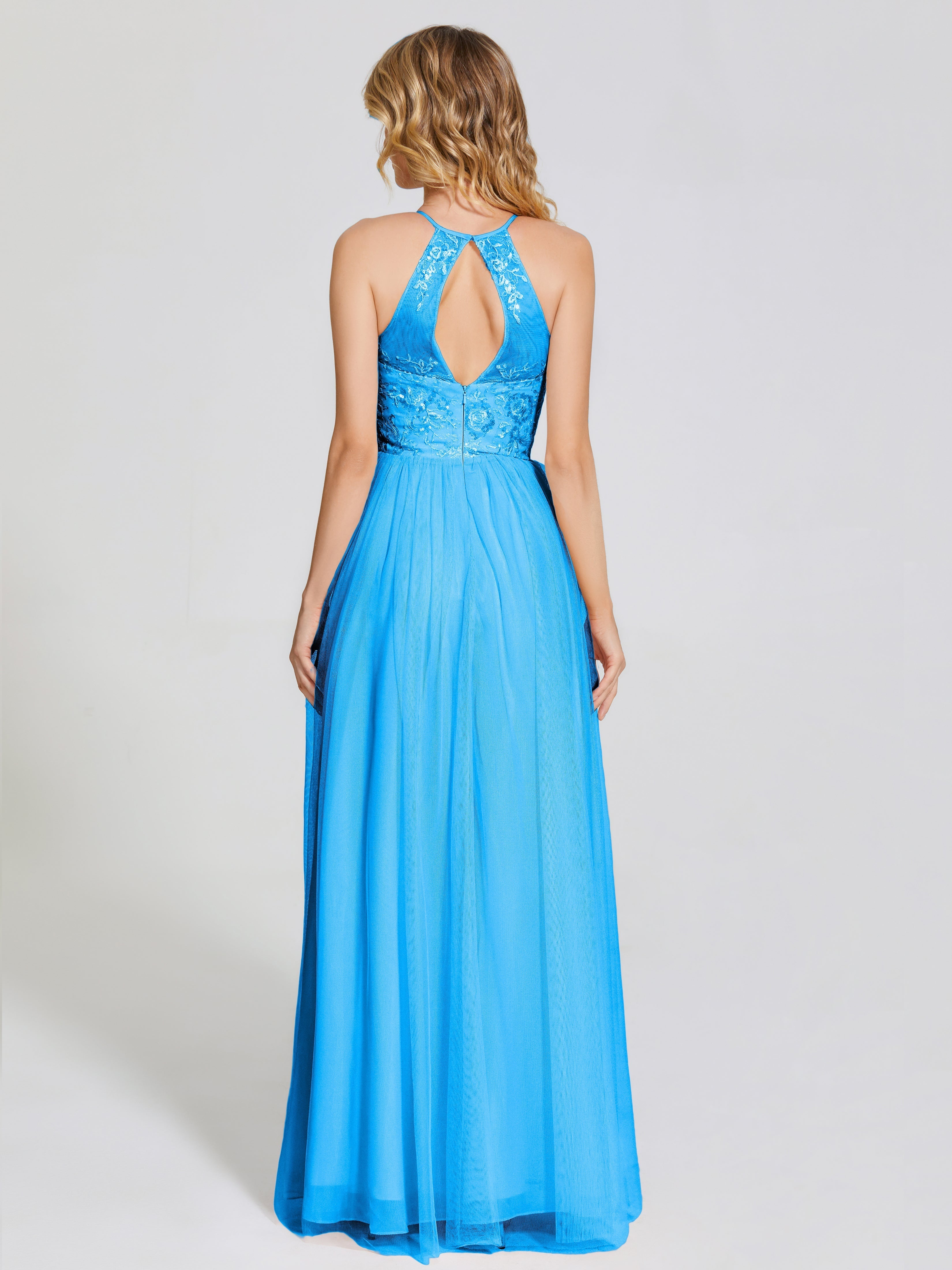 Destiny Lace Halter Tulle Bridesmaid Dress
