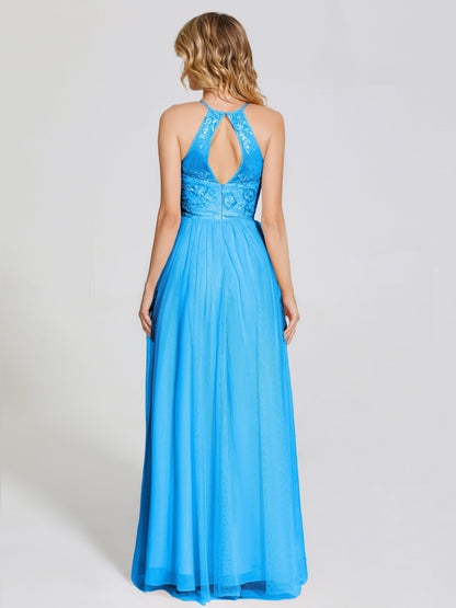 Destiny Lace Halter Tulle Bridesmaid Dress