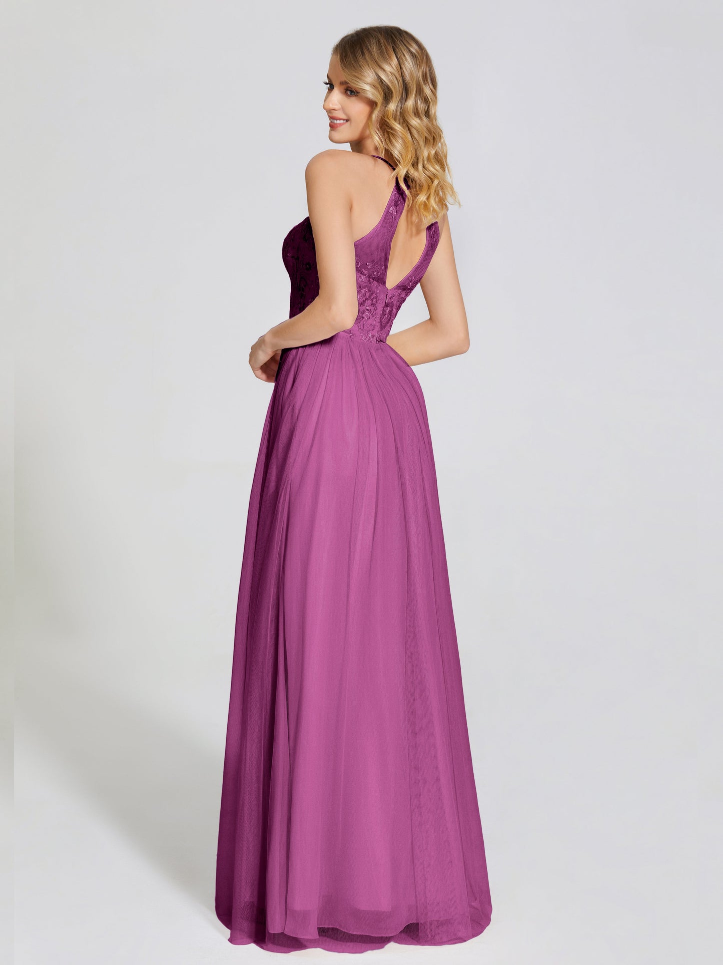Destiny Lace Halter Tulle Bridesmaid Dress